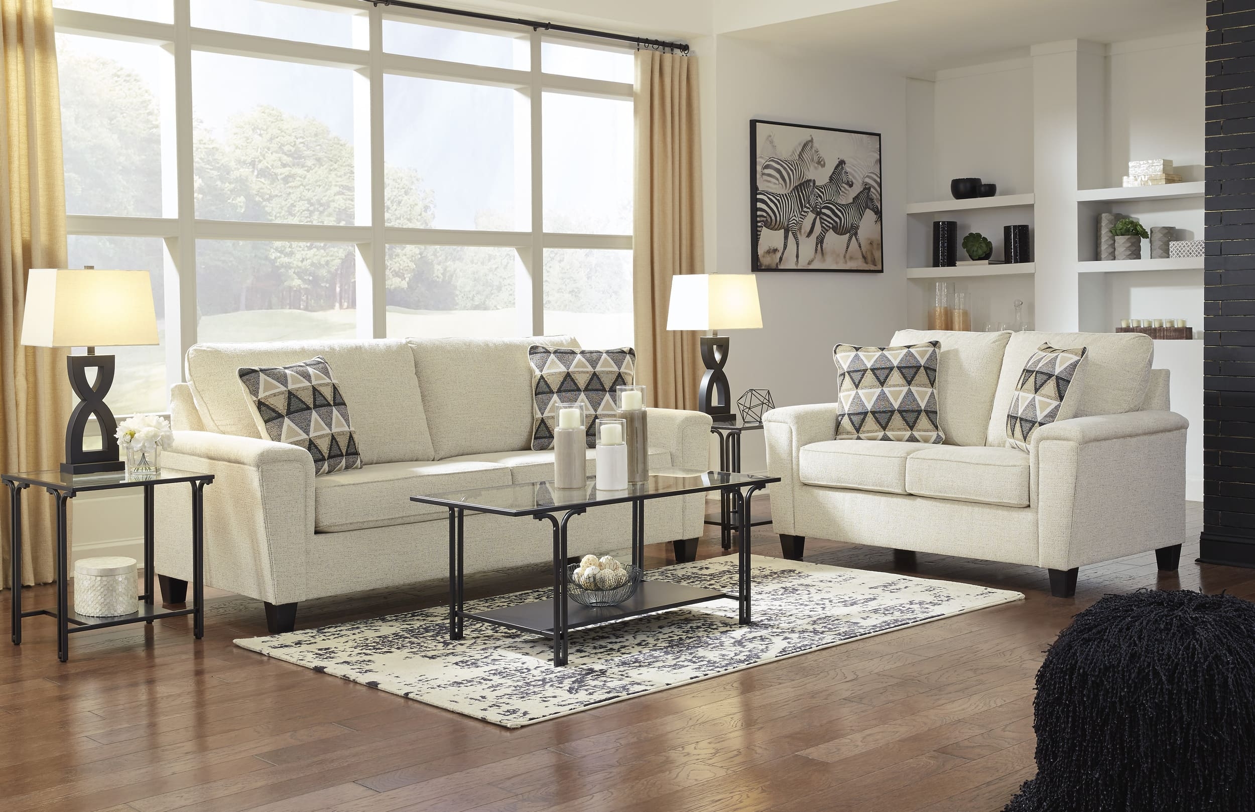 Ashley Abinger Natural Sofa, Loveseat And Center Table