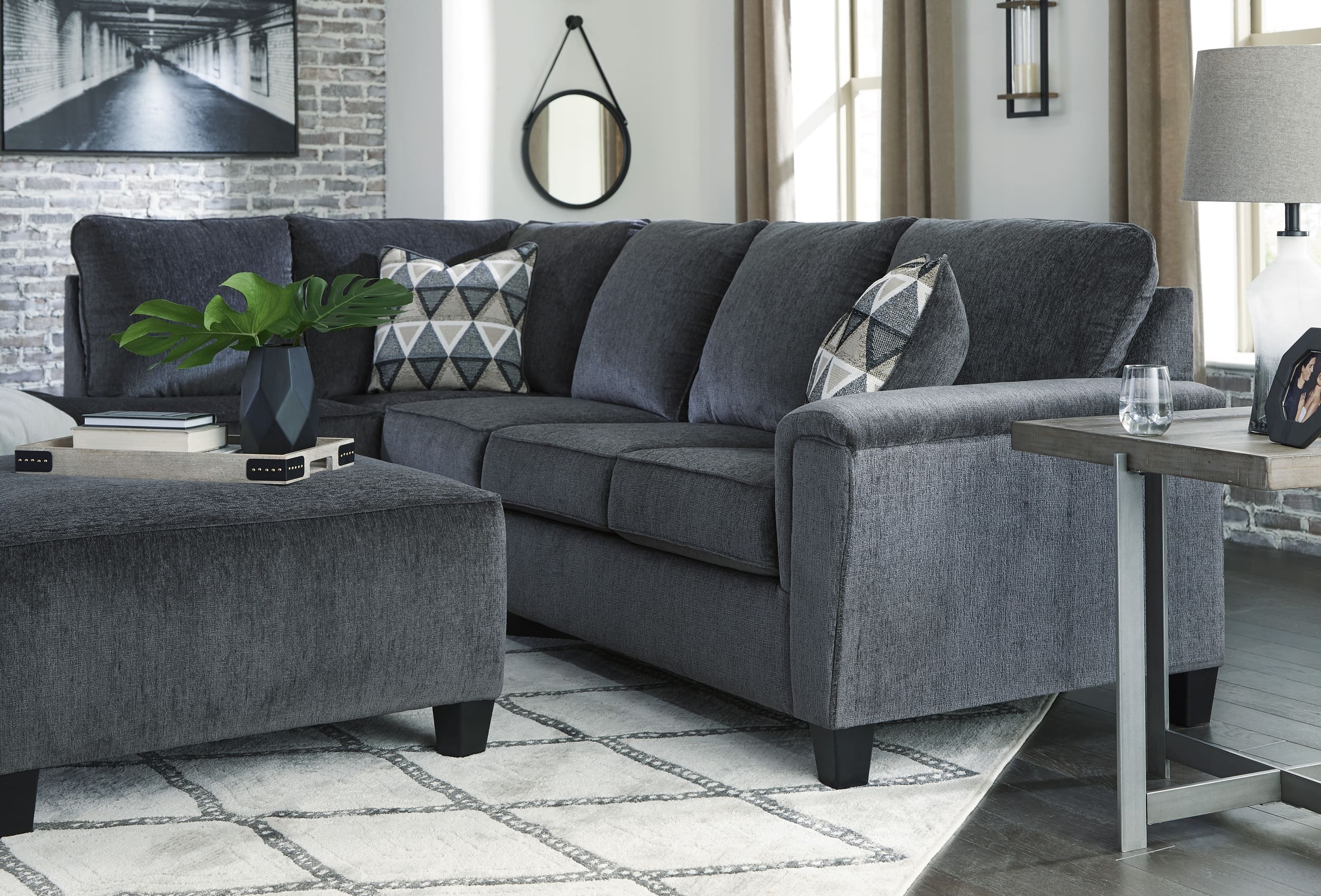 Abinger 2-Piece Polyester L-Shaped Sectional Sofa w/Left Arm Chaise Facing