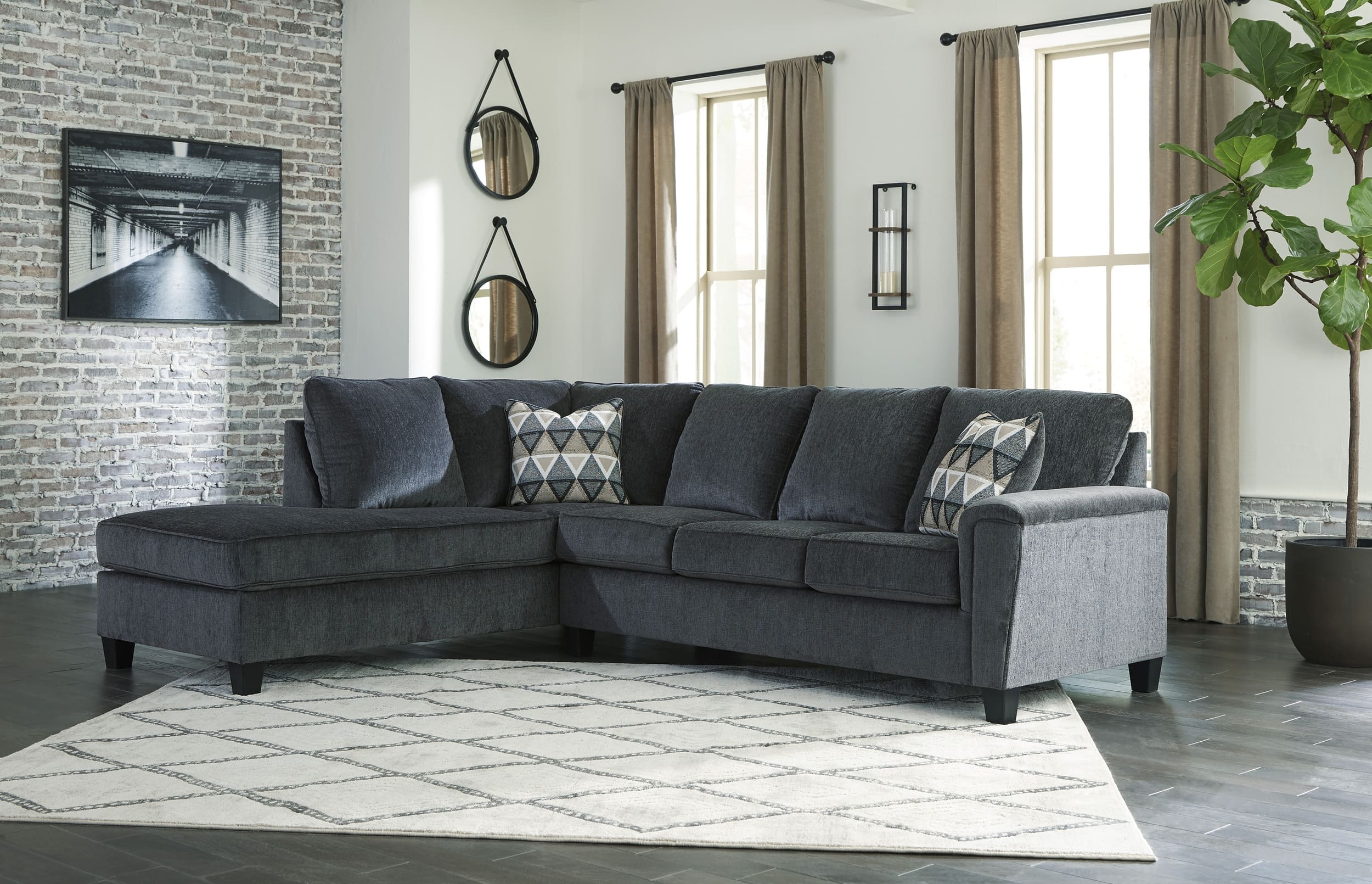 Abinger 2-Piece Polyester L-Shaped Sectional Sleeper w/Left Arm Chaise Facing