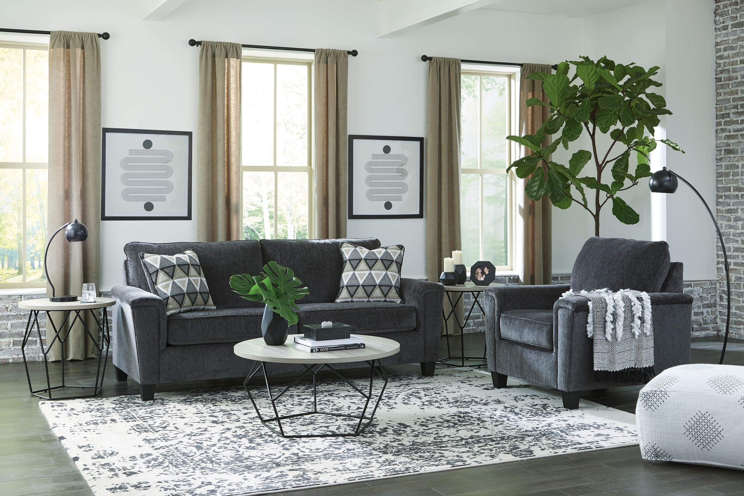Abinger Polyester Smoke Furniture Set By Ashley