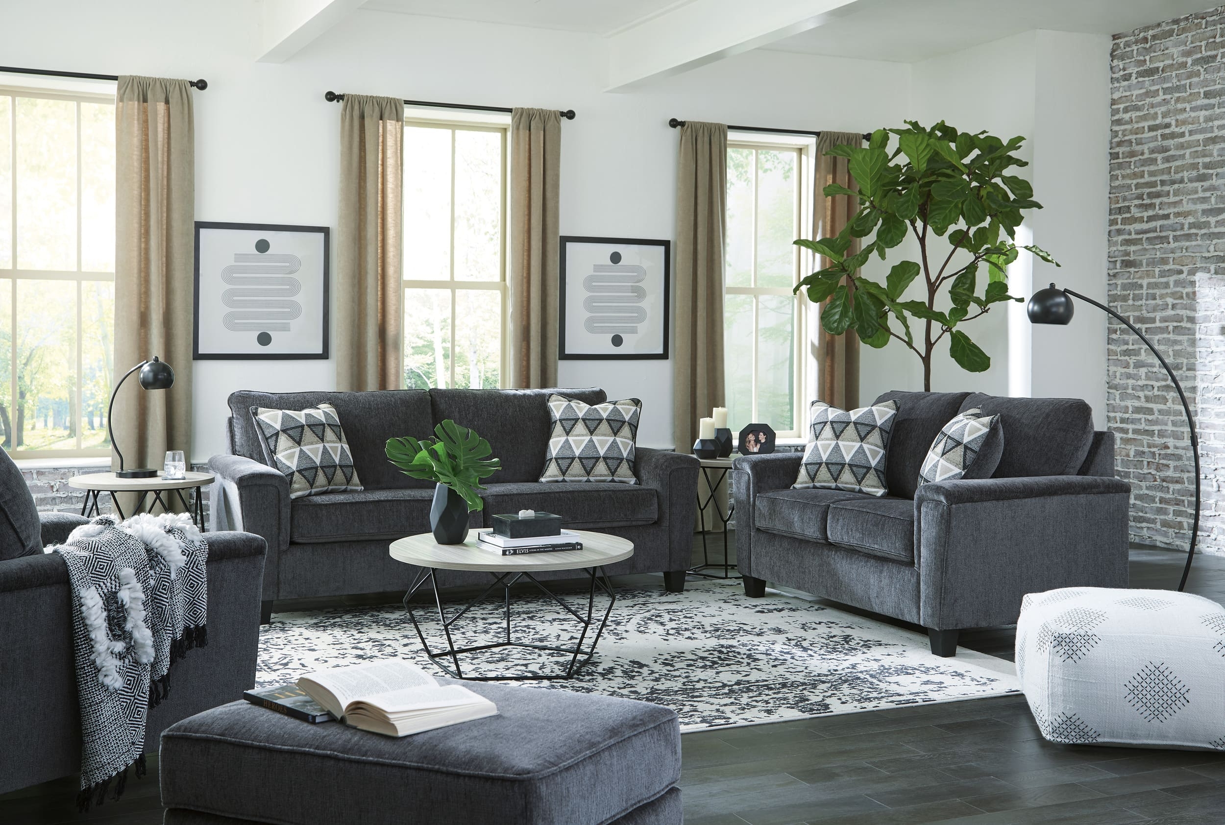 Ashley Abinger Smoke Polyester Living Room Set