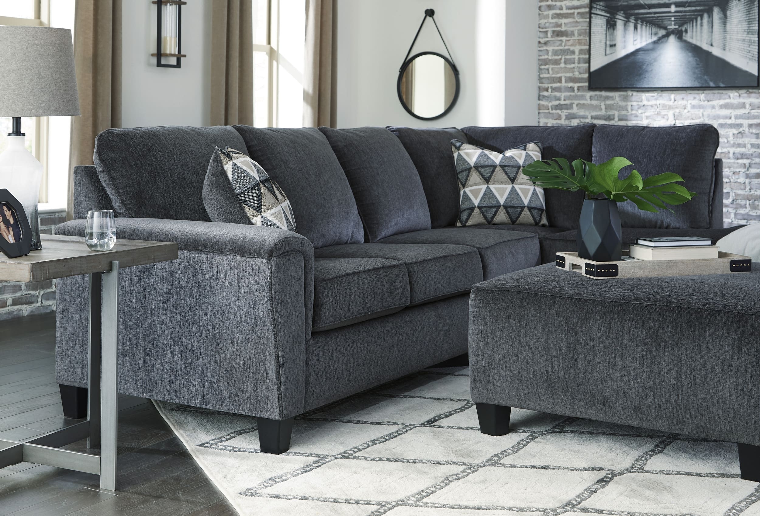 Abinger 2-Piece Polyester L-Shaped Sectional Sofa w/Right Arm Chaise Facing
