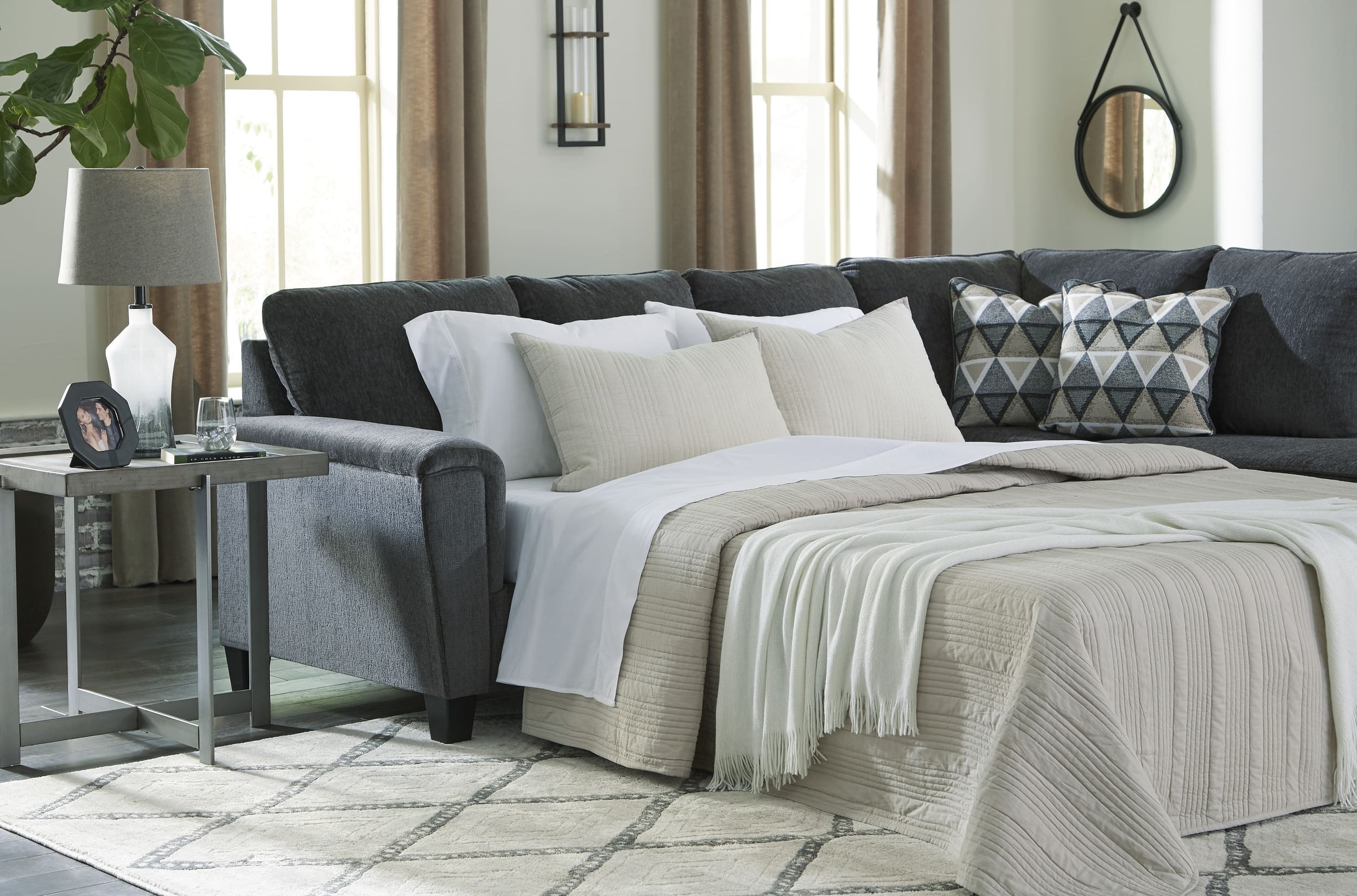 Abinger 2-Piece Polyester L-Shaped Sectional Sofa w/Right Arm Chaise Facing