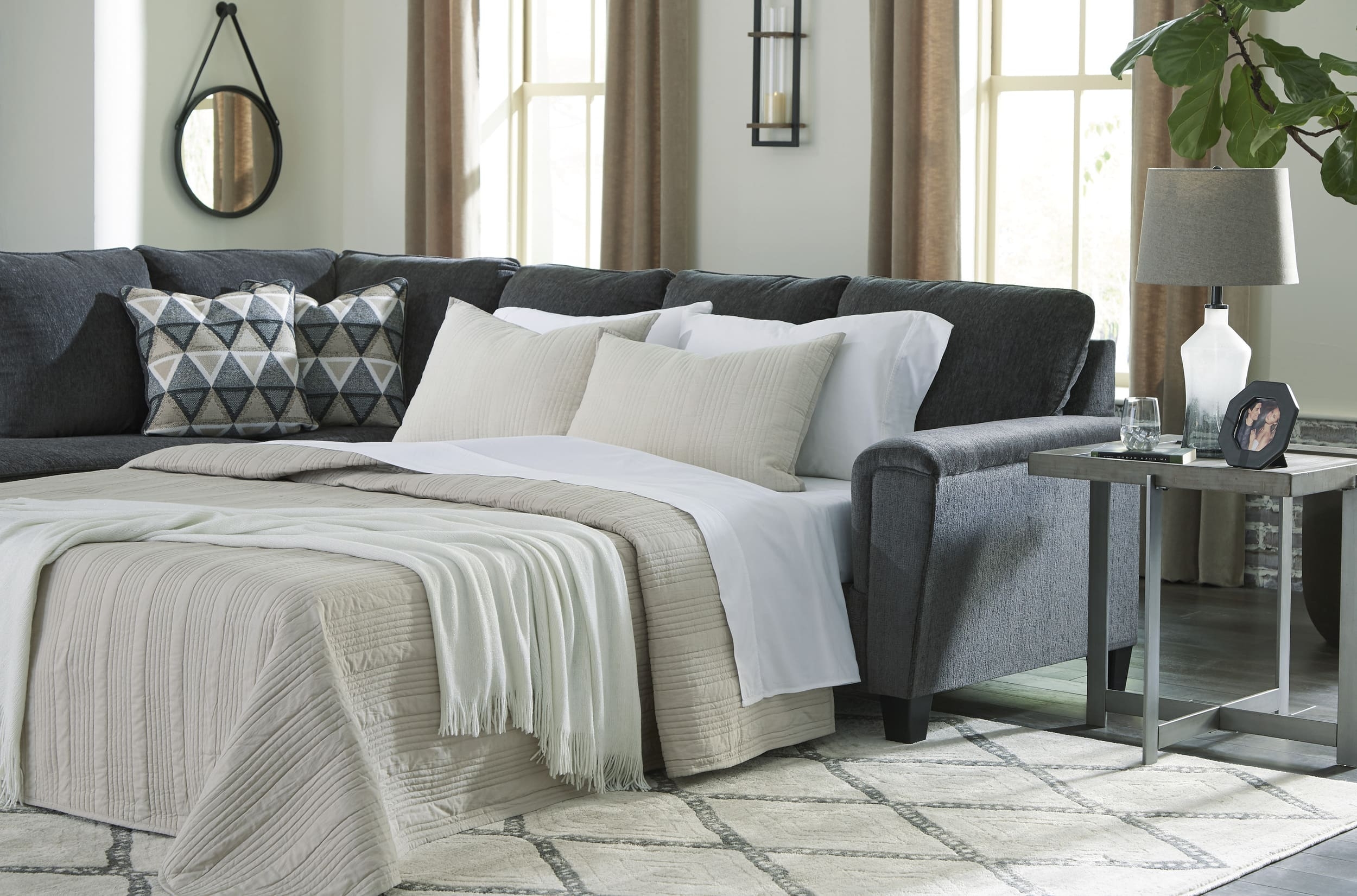 Abinger 2-Piece Polyester L-Shaped Sectional Sofa w/Left Arm Chaise Facing