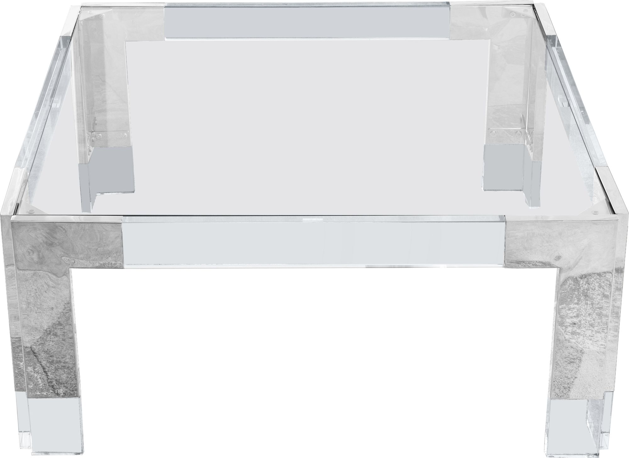 Casper 36" Square Glass Coffee Table with Acrylic & Chrome Inserts