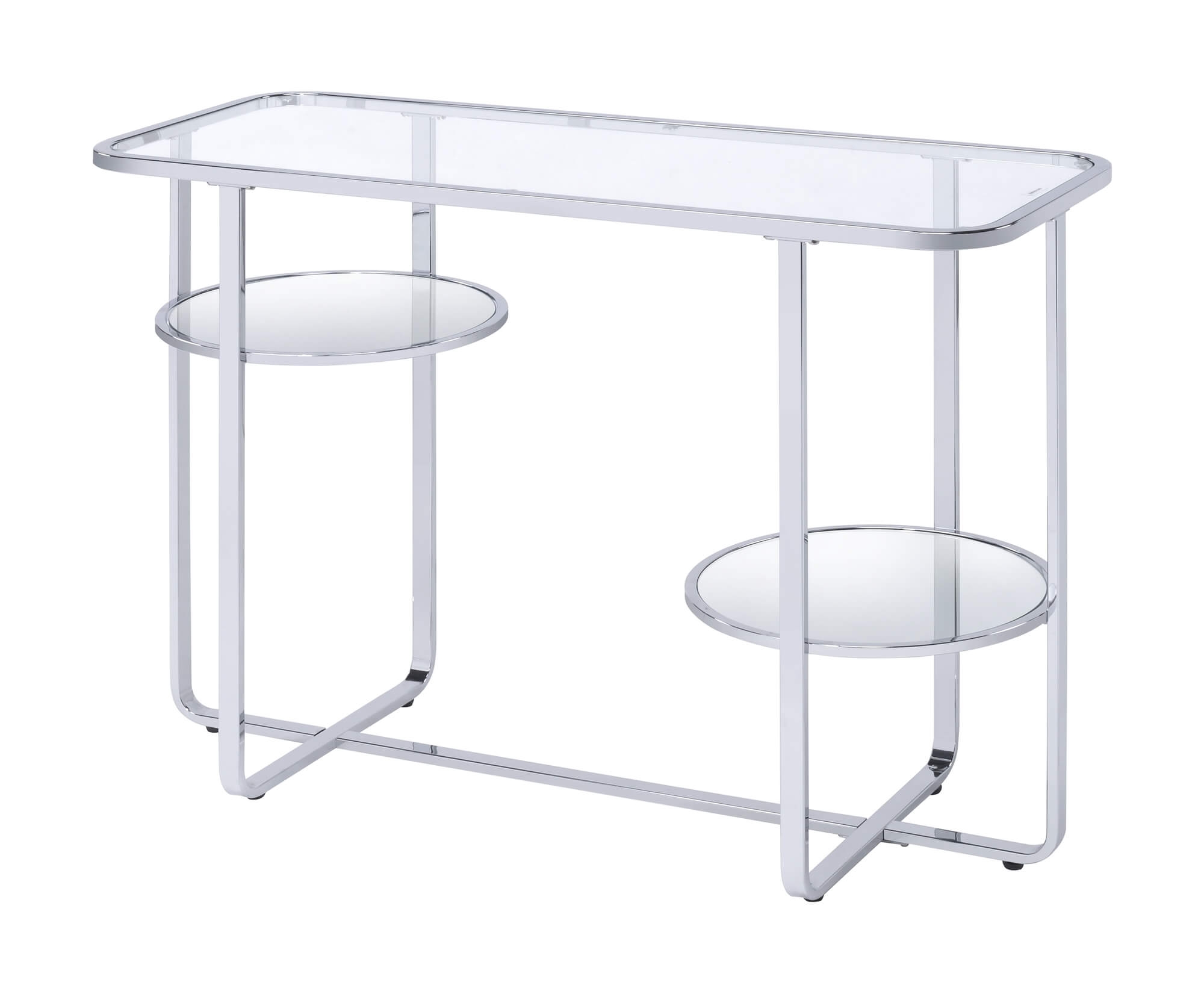 Hollo Mirrored Glass/Metal Rectangular Coffee Table Set