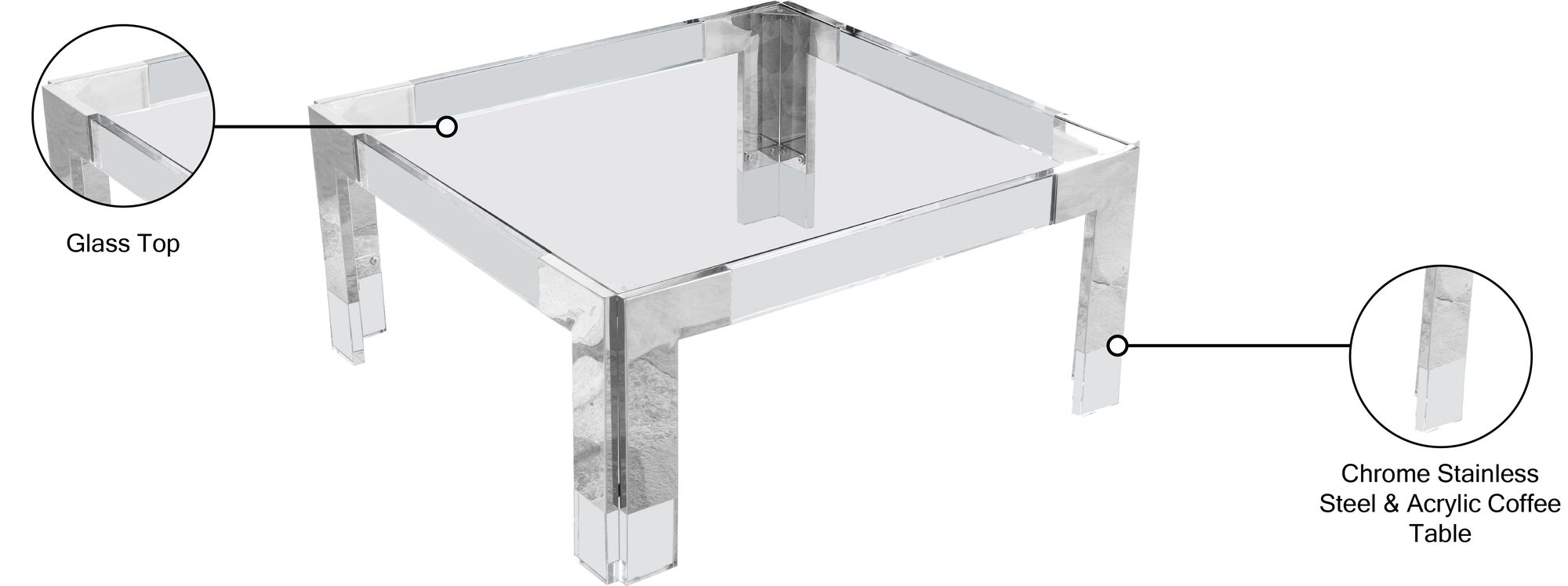 Casper 36" Square Glass Coffee Table