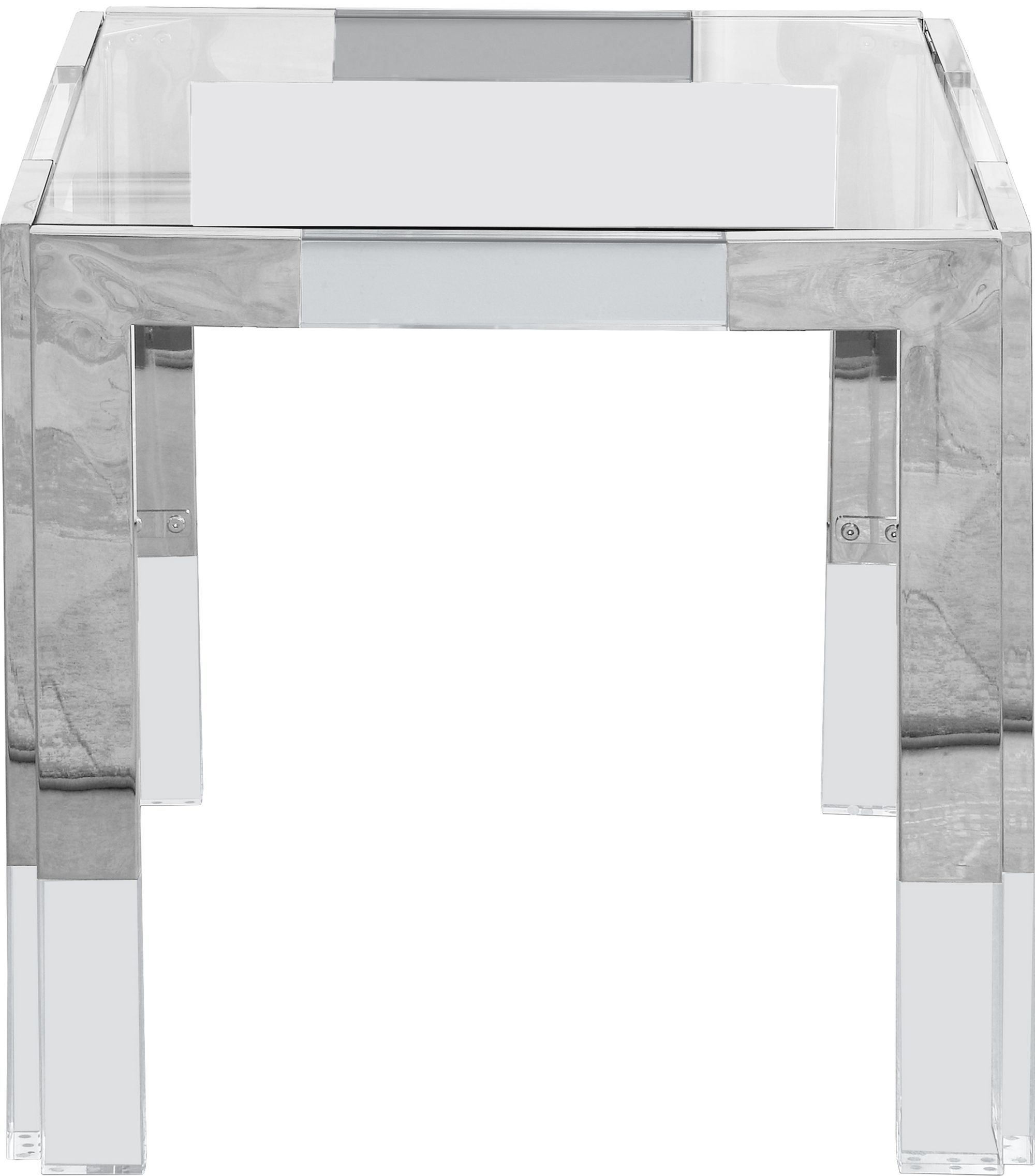 Casper 22" Square Glass End Table with Stainless Steel & Acrylic Base