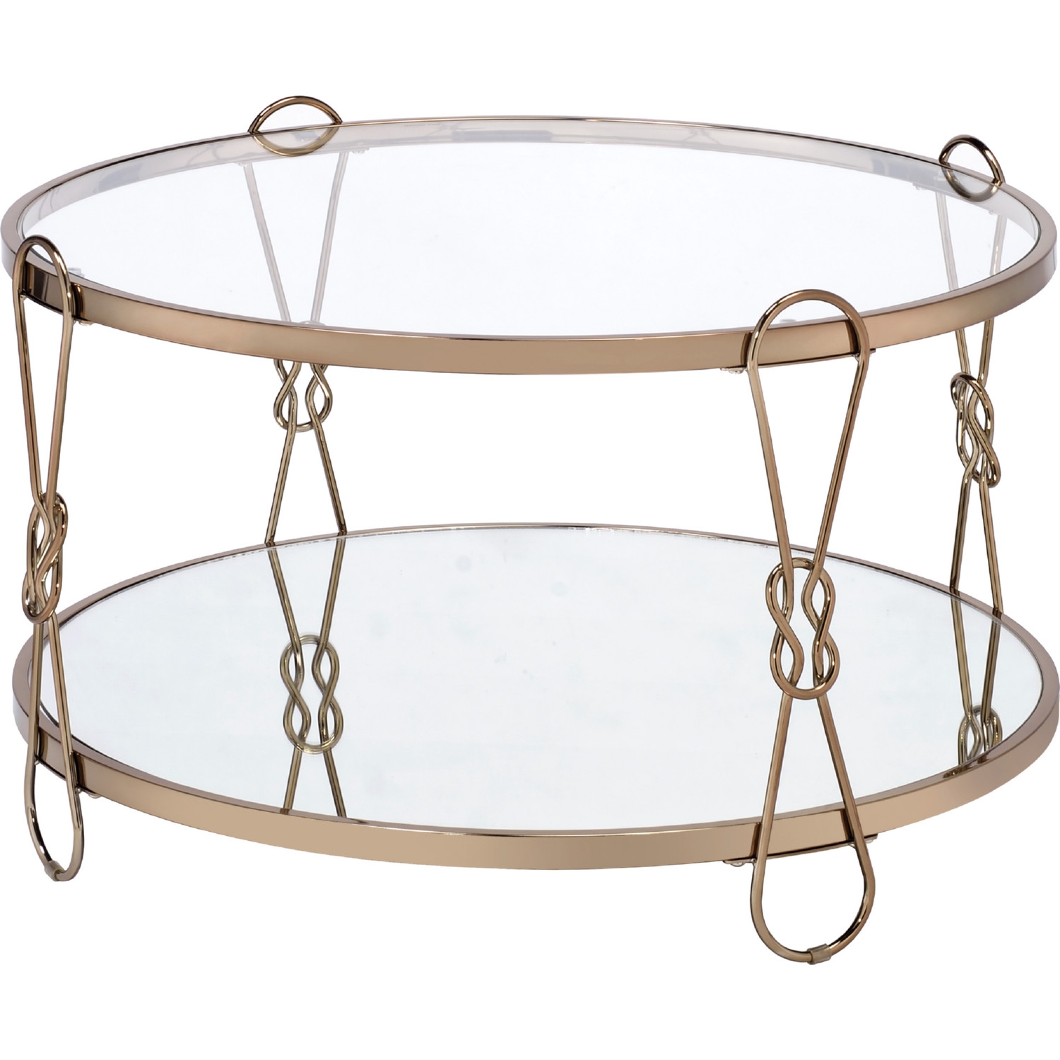 Zekera Mirrored Top Round Coffee Table Set