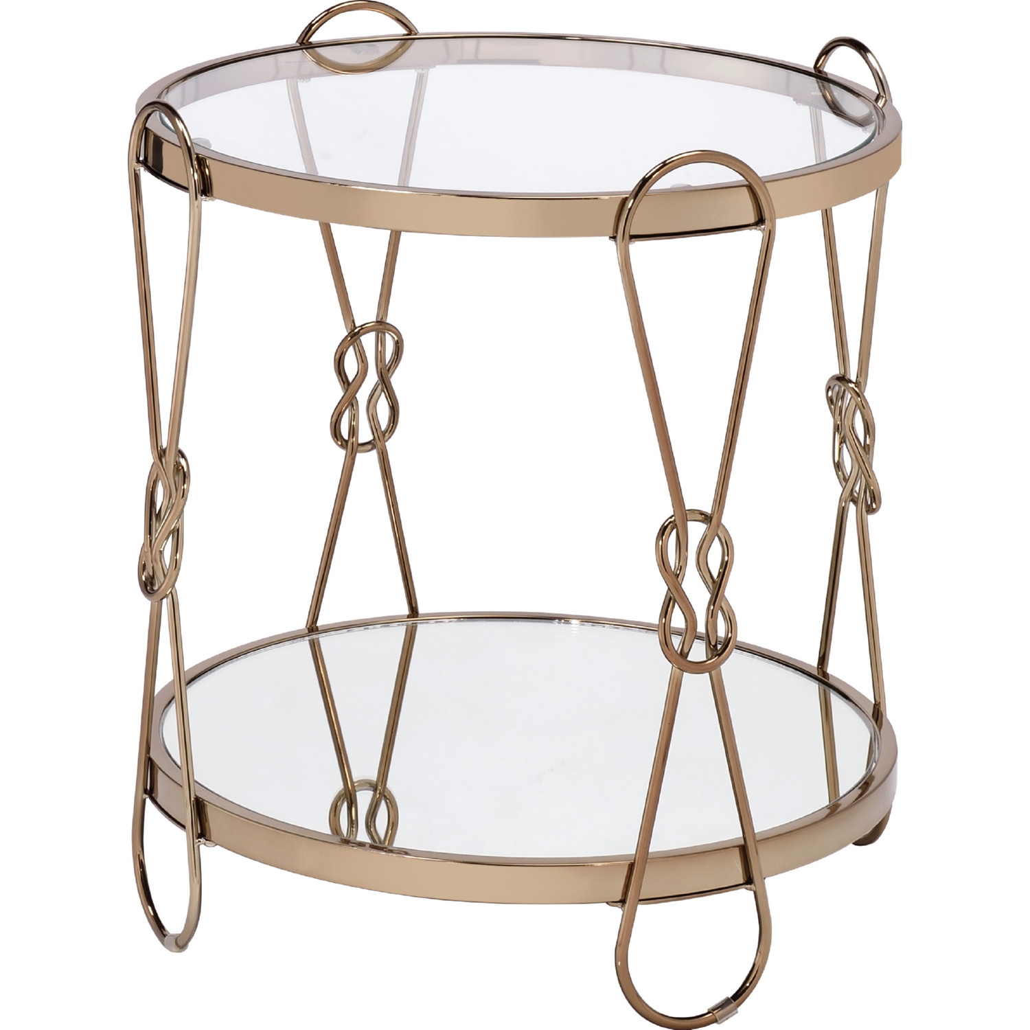 Zekera Mirrored Top Round Coffee Table Set