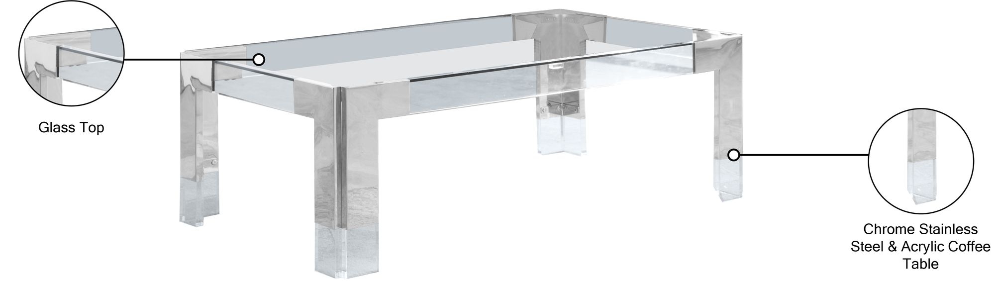 Casper 47" Rectangular Glass Coffee Table
