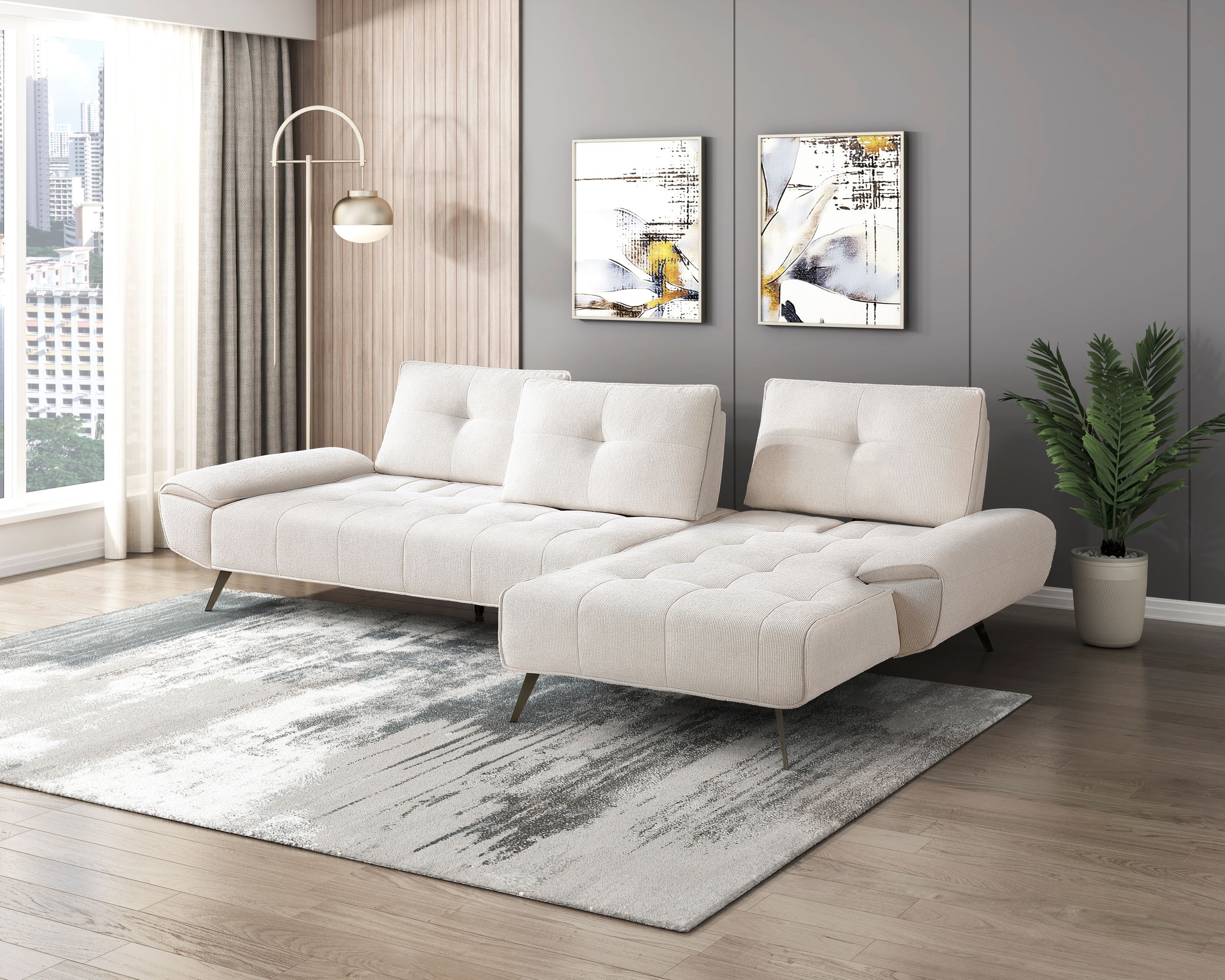 Dominic Chenille 2‑Piece Sectional with Right Chaise & Dual‑Position Backs for Adjustable Seat Depth