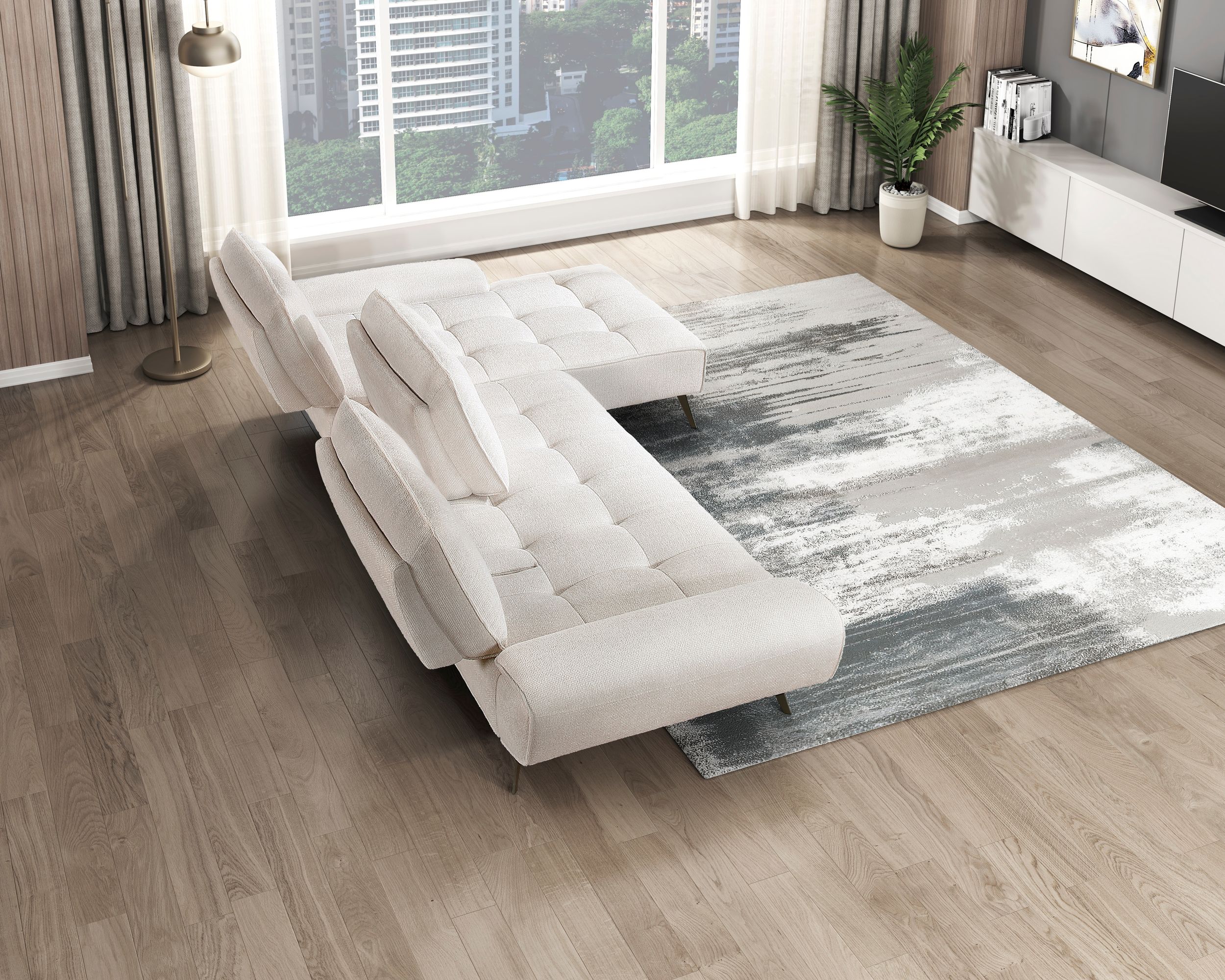 Dominic Chenille 2‑Piece Sectional with Right Chaise & Dual‑Position Backs for Adjustable Seat Depth