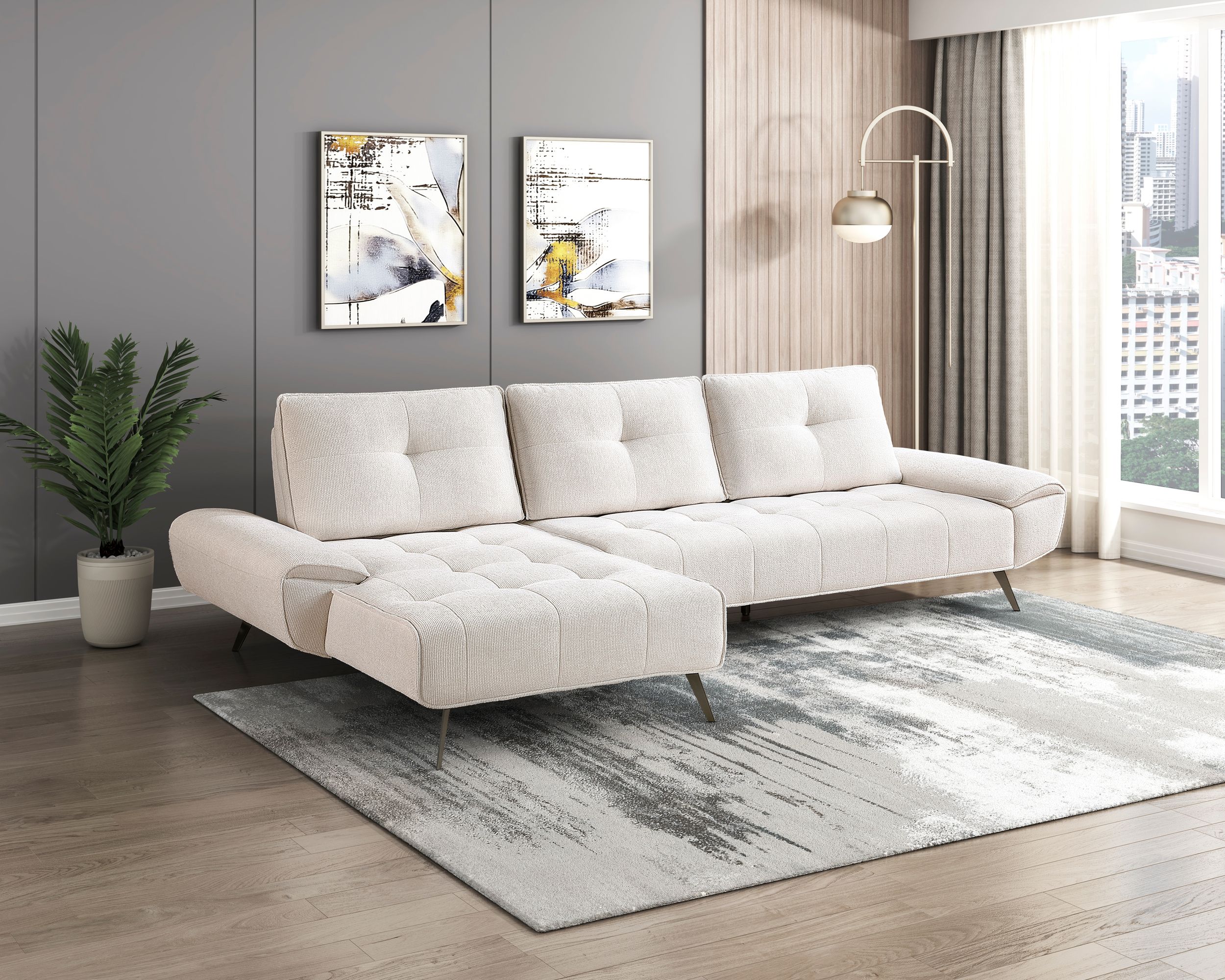 Dominic Chenille 2‑Piece Sectional with Left Chaise & Dual‑Position Backs for Adjustable Seat Depth