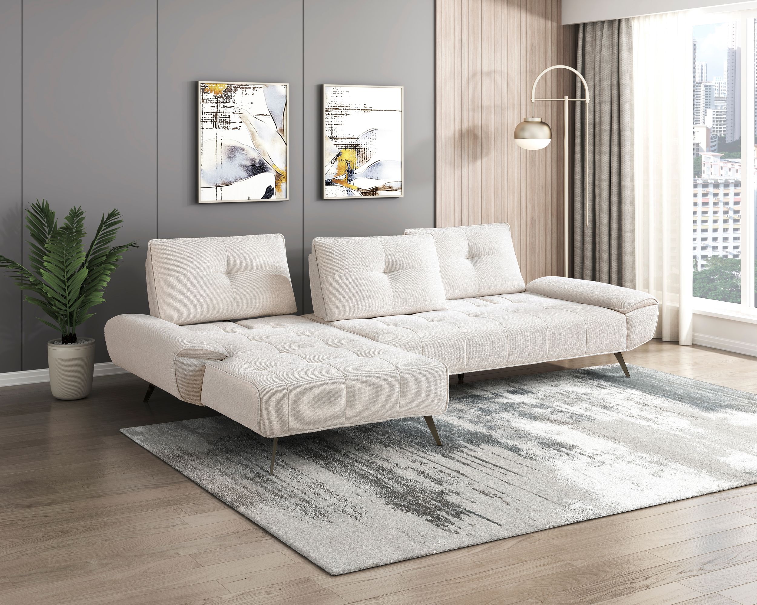 Dominic Chenille 2‑Piece Sectional with Left Chaise & Dual‑Position Backs for Adjustable Seat Depth