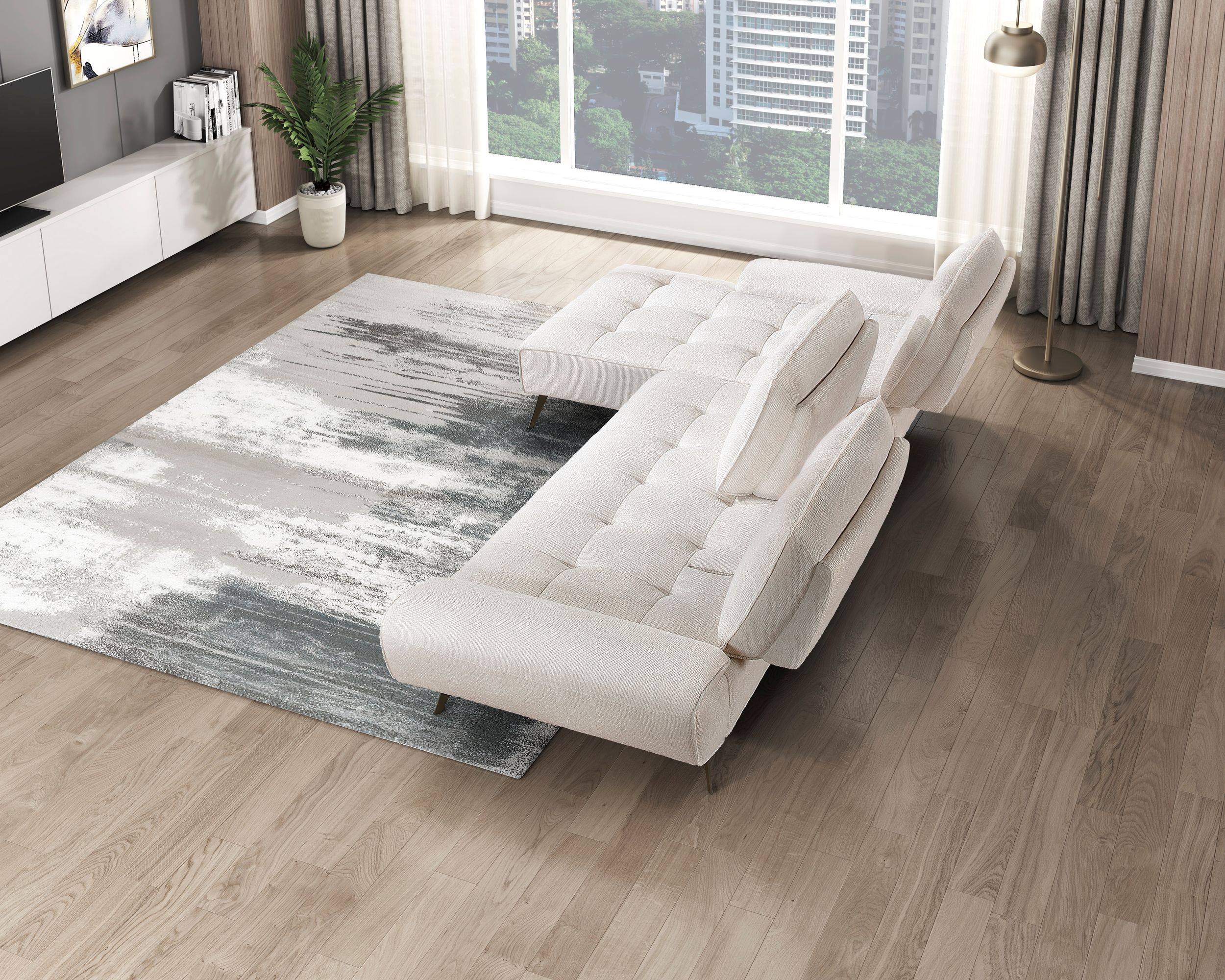 Dominic Chenille 2‑Piece Sectional with Left Chaise & Dual‑Position Backs for Adjustable Seat Depth