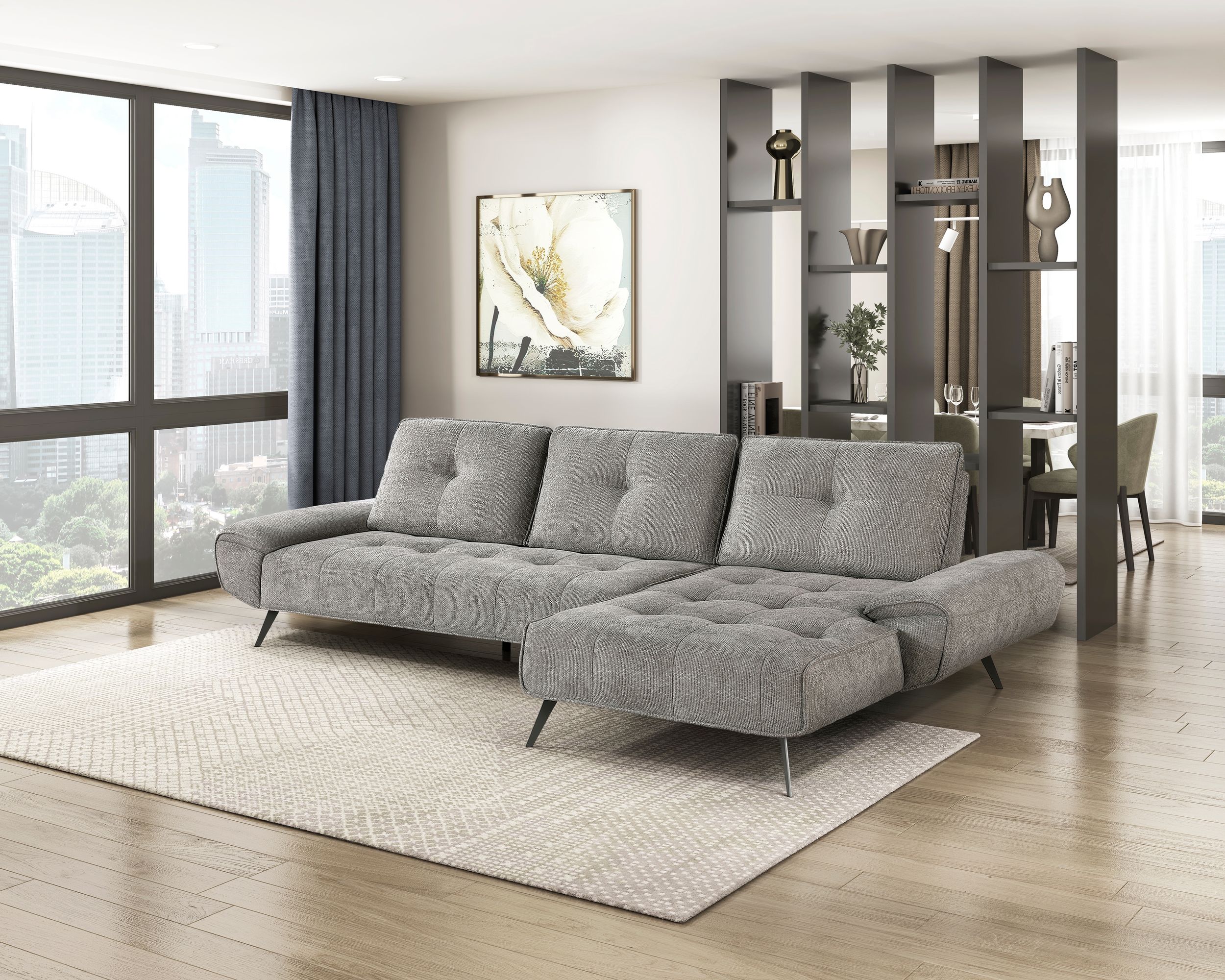 Dominic Chenille 2‑Piece Sectional with Right Chaise & Dual‑Position Backs for Adjustable Seat Depth