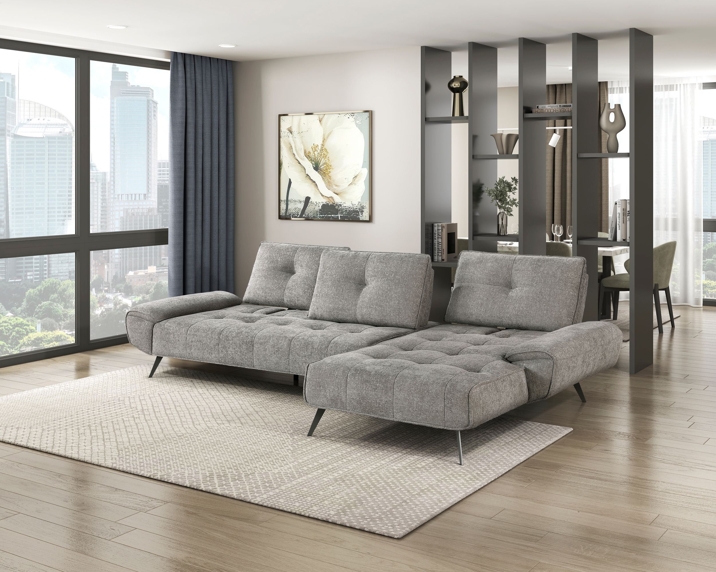 Dominic Chenille 2‑Piece Sectional with Right Chaise & Dual‑Position Backs for Adjustable Seat Depth
