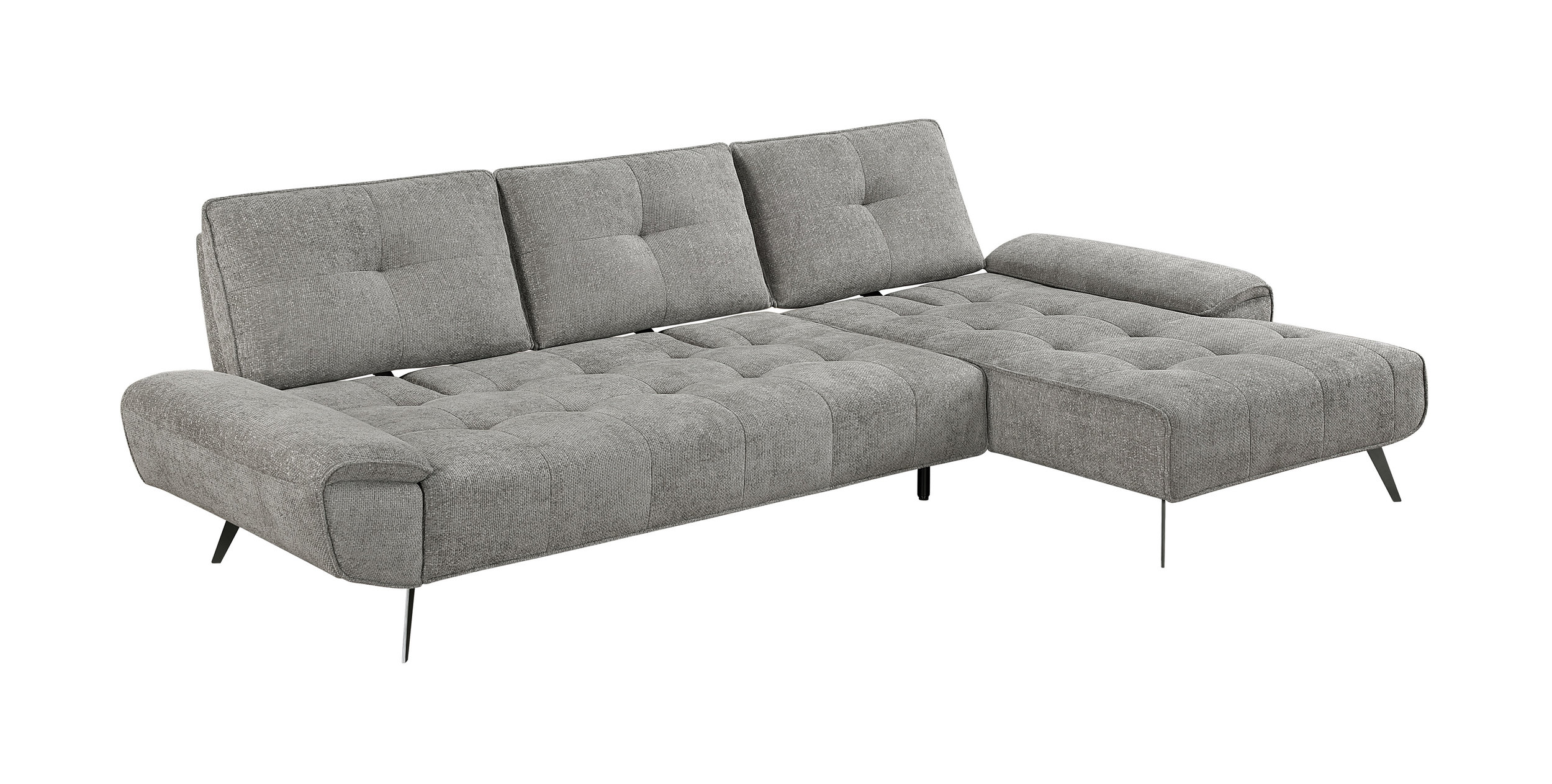 Dominic Chenille 2‑Piece Sectional with Right Chaise & Dual‑Position Backs for Adjustable Seat Depth