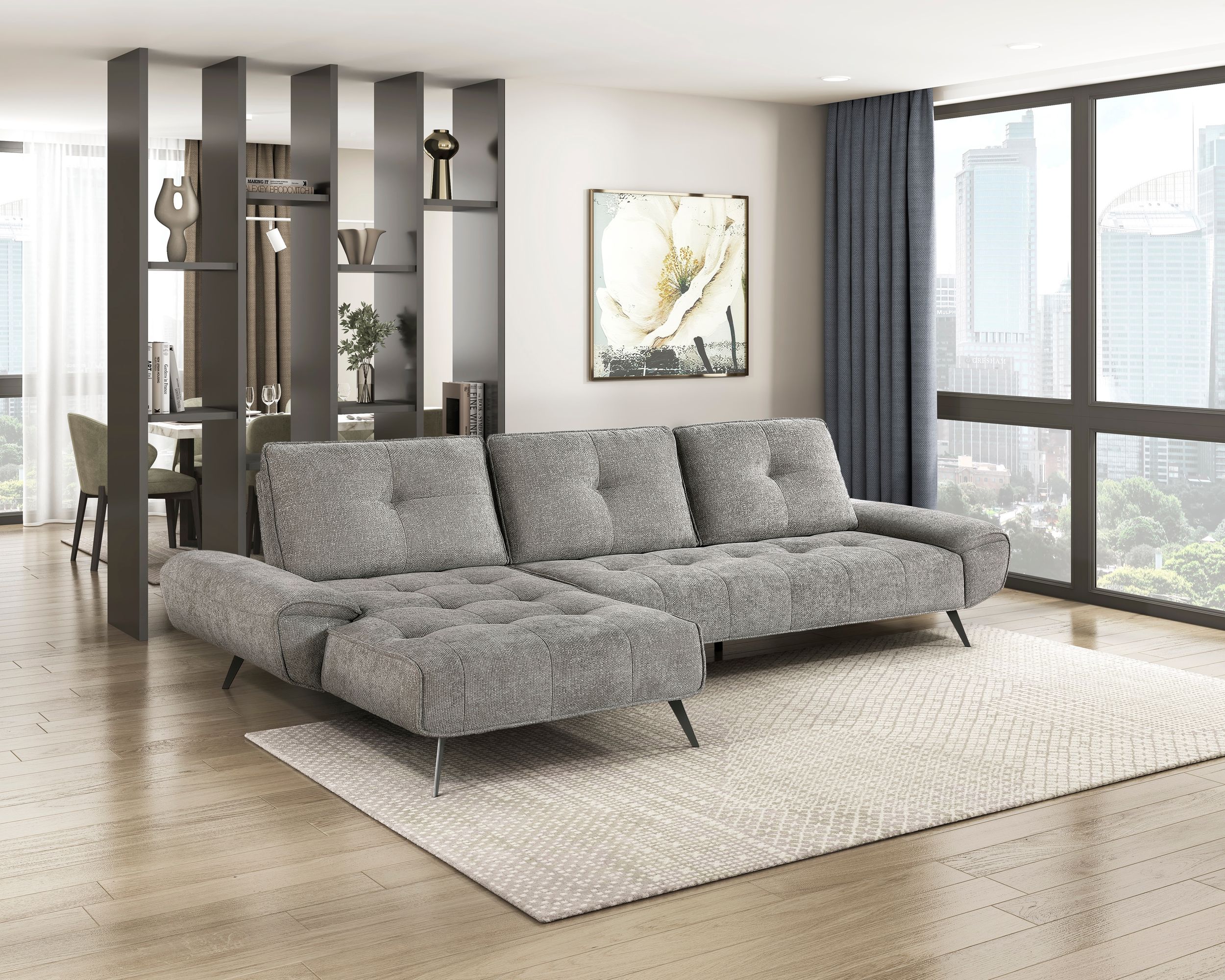 Dominic Chenille 2‑Piece Sectional with Left Chaise & Dual‑Position Backs for Adjustable Seat Depth