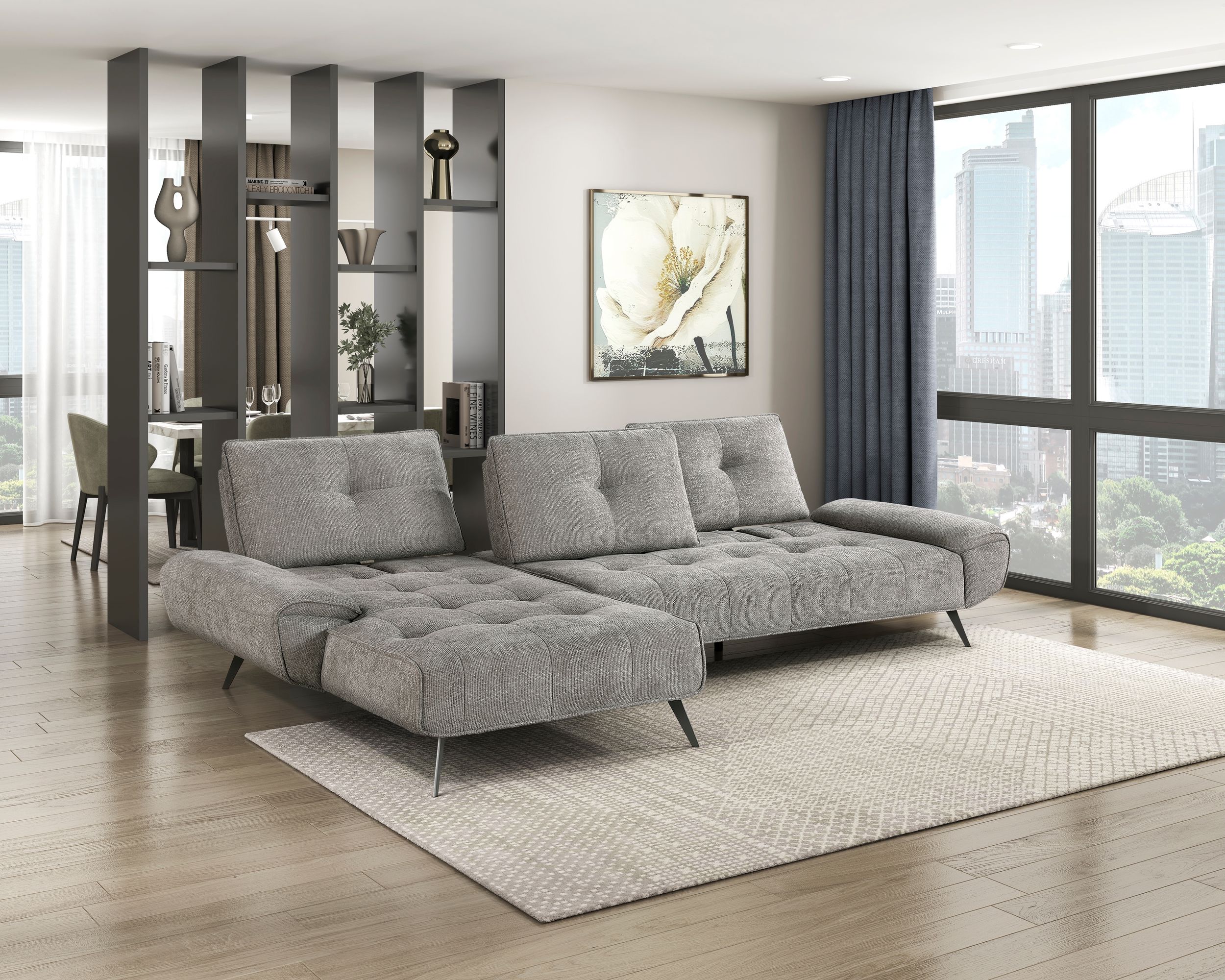 Dominic Chenille 2‑Piece Sectional with Left Chaise & Dual‑Position Backs for Adjustable Seat Depth