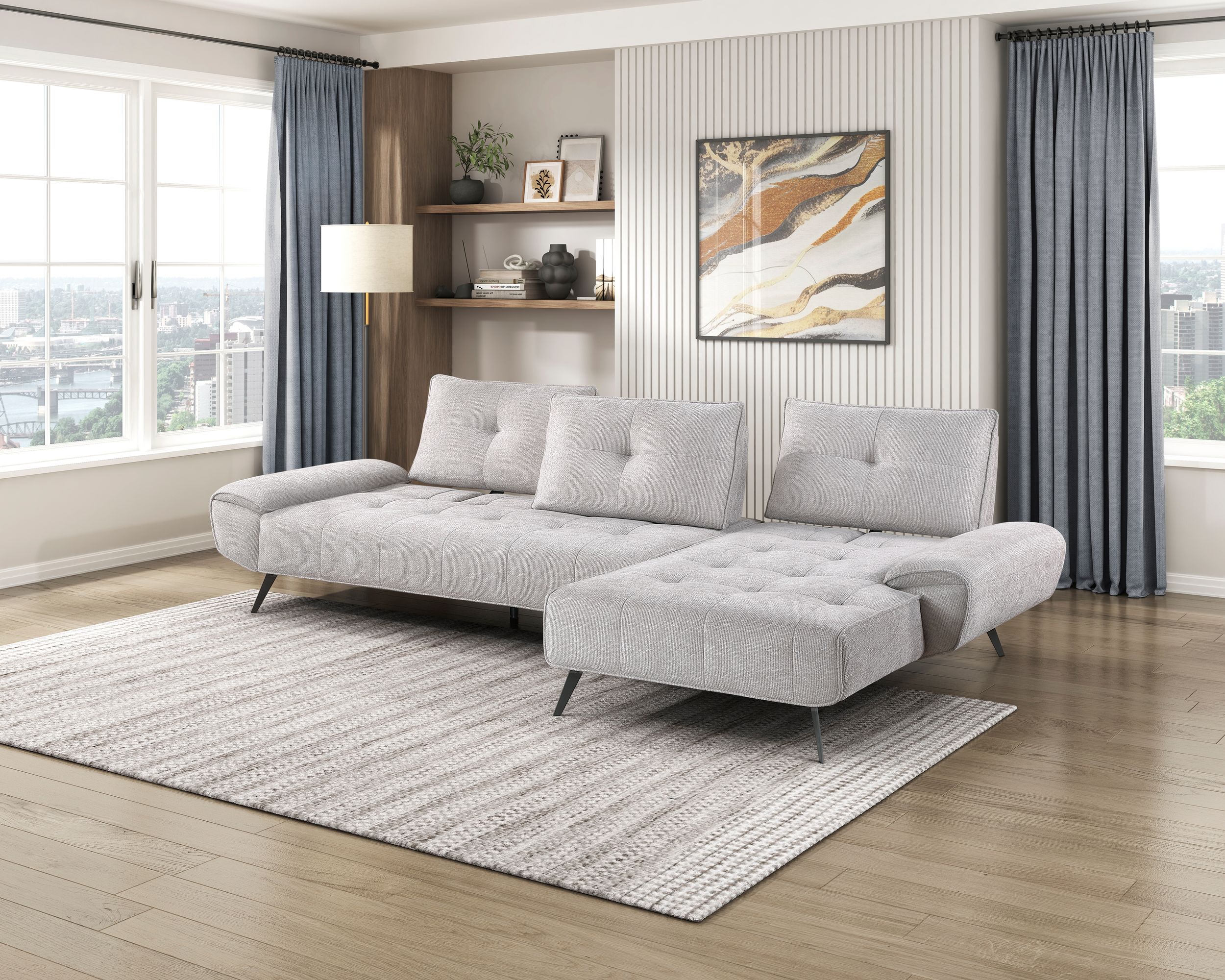 Dominic Chenille 2‑Piece Sectional with Right Chaise & Dual‑Position Backs for Adjustable Seat Depth