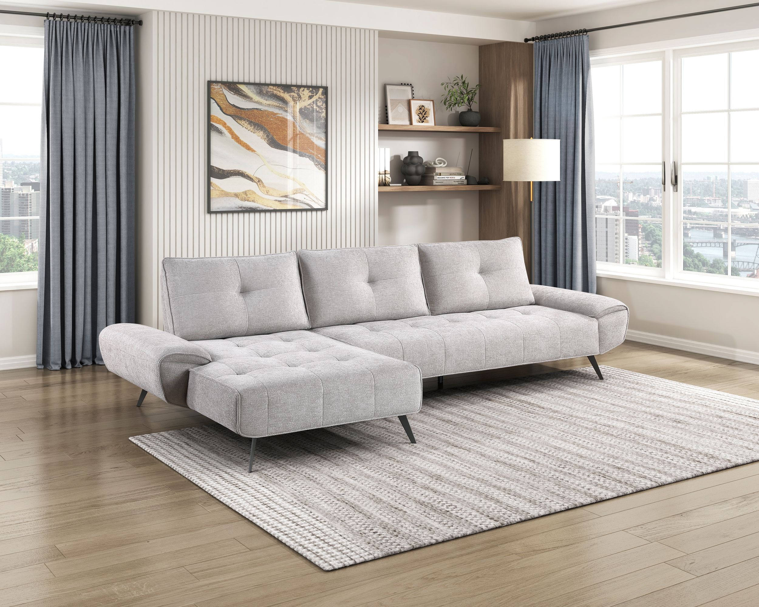 Dominic Chenille 2‑Piece Sectional with Left Chaise & Dual‑Position Backs for Adjustable Seat Depth