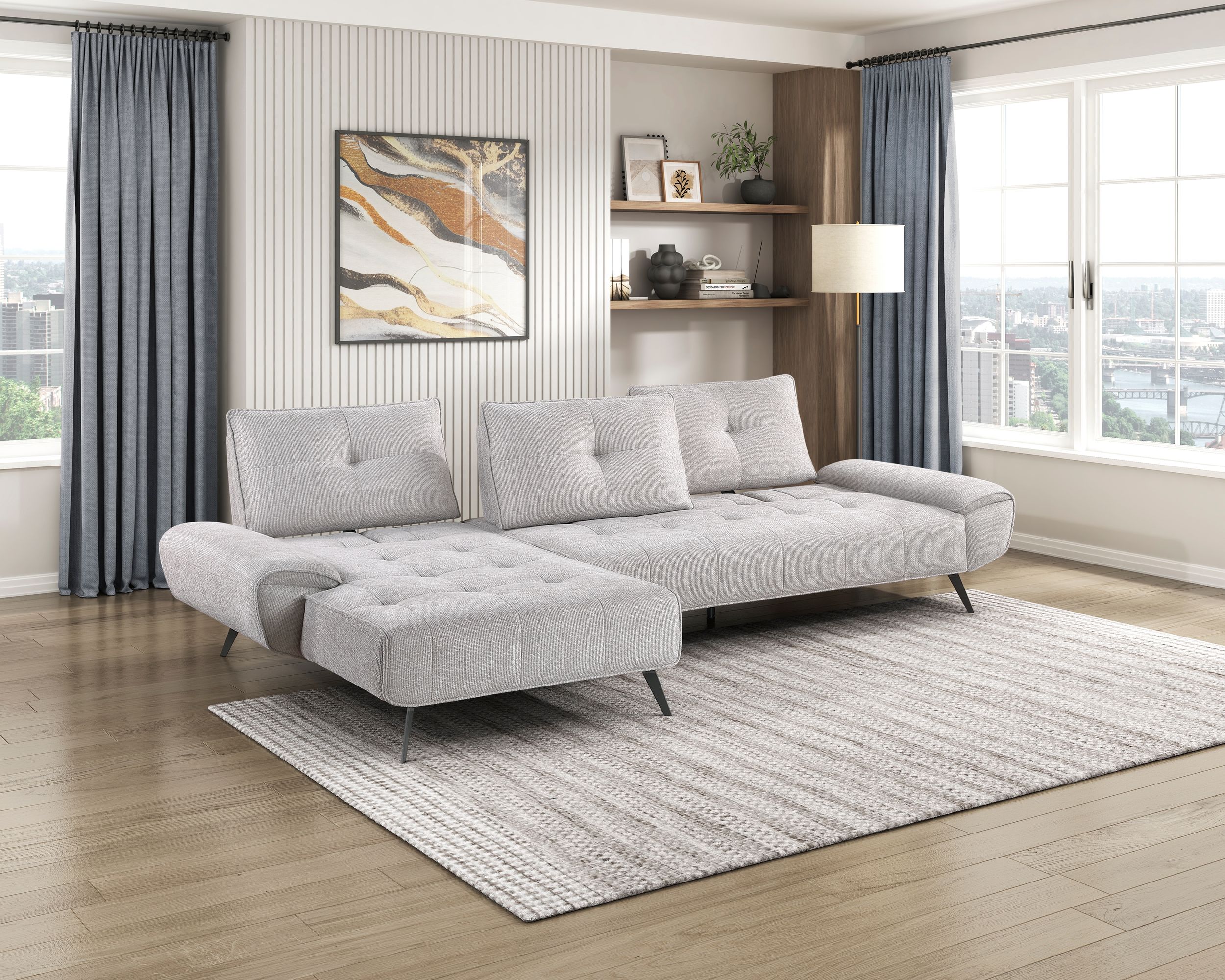 Dominic Chenille 2‑Piece Sectional with Left Chaise & Dual‑Position Backs for Adjustable Seat Depth