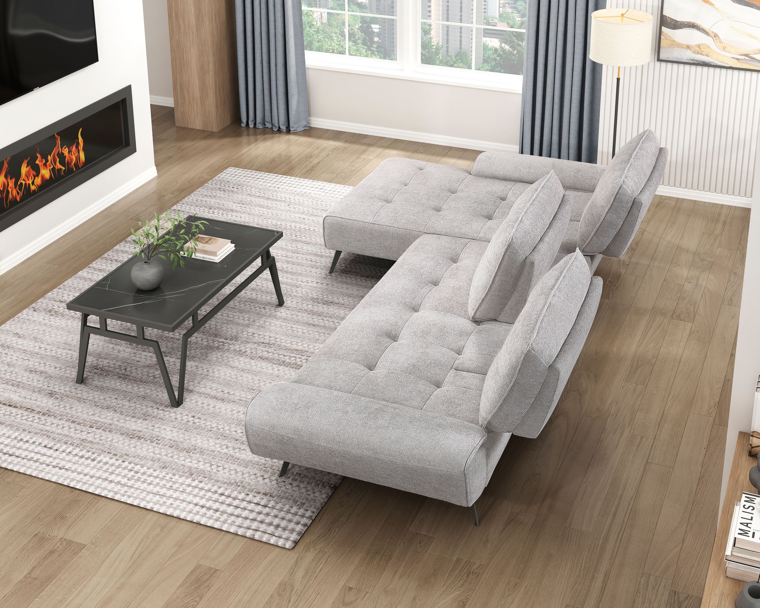 Dominic Chenille 2‑Piece Sectional with Left Chaise & Dual‑Position Backs for Adjustable Seat Depth