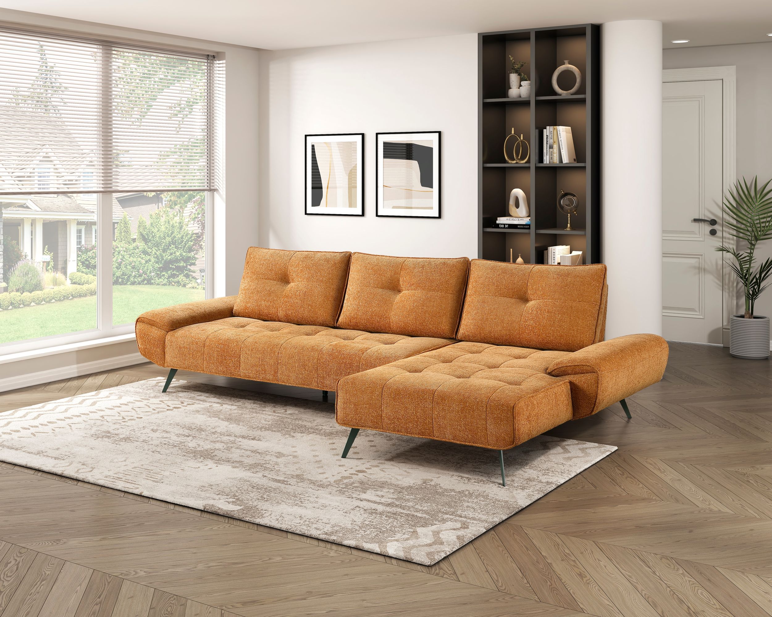Dominic Chenille 2‑Piece Sectional with Right Chaise & Dual‑Position Backs for Adjustable Seat Depth