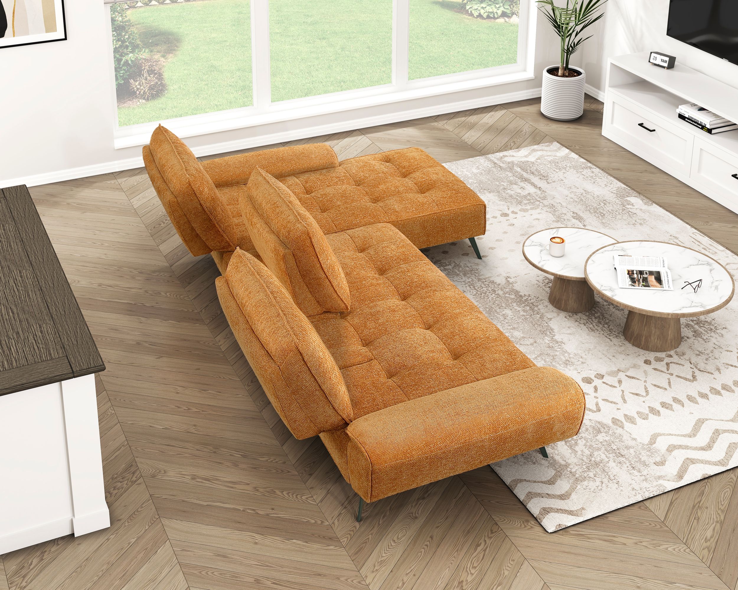 Dominic Chenille 2‑Piece Sectional with Right Chaise & Dual‑Position Backs for Adjustable Seat Depth