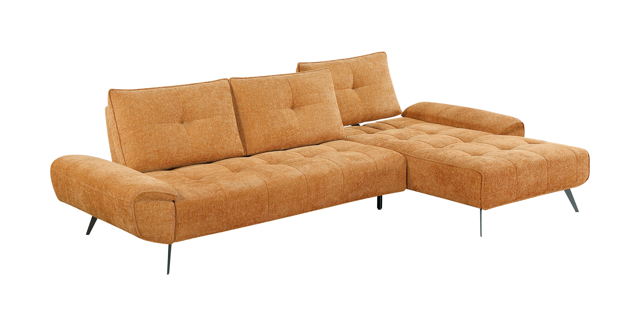 Dominic Chenille 2‑Piece Sectional with Right Chaise & Dual‑Position Backs for Adjustable Seat Depth