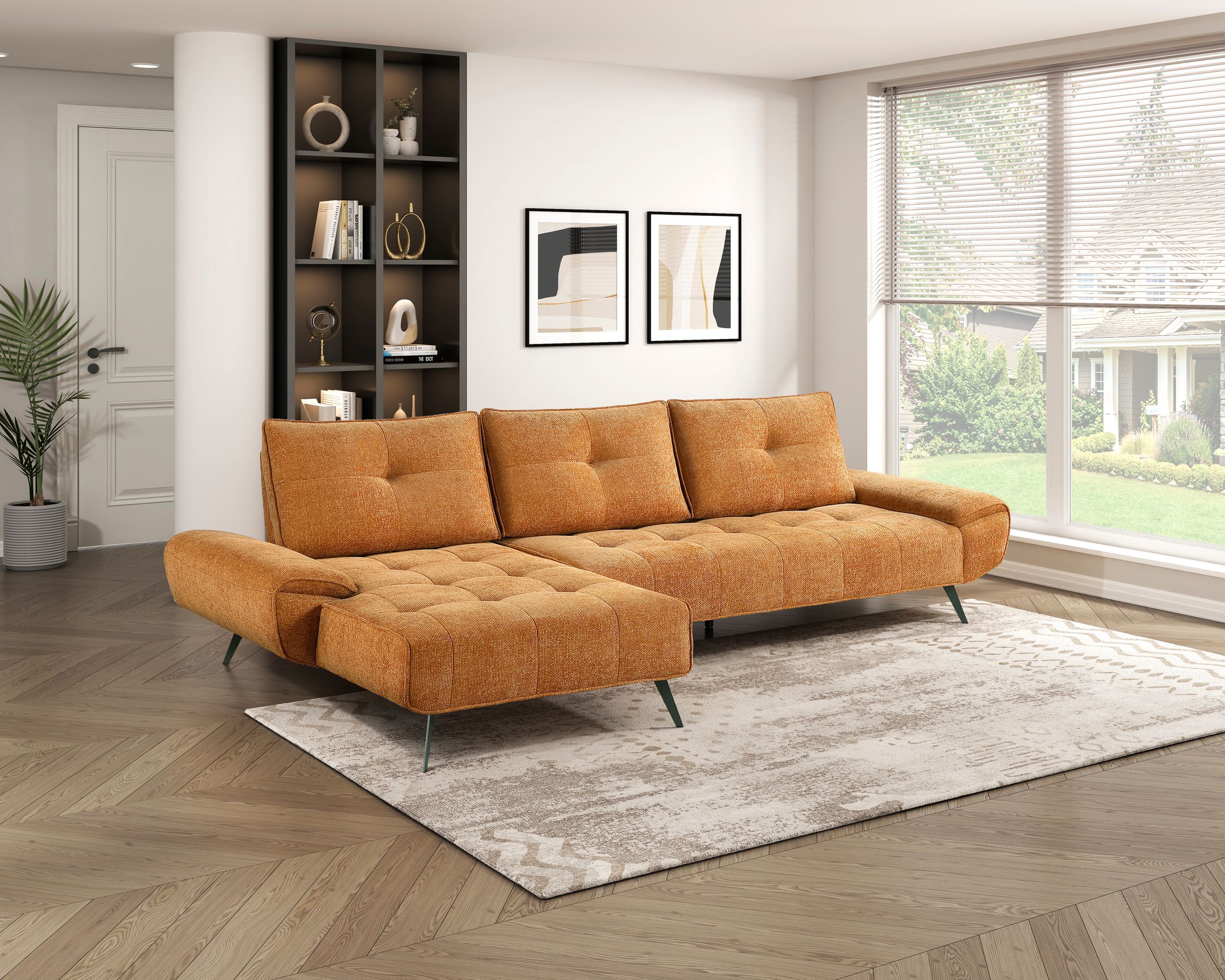 Dominic Chenille 2‑Piece Sectional with Left Chaise & Dual‑Position Backs for Adjustable Seat Depth