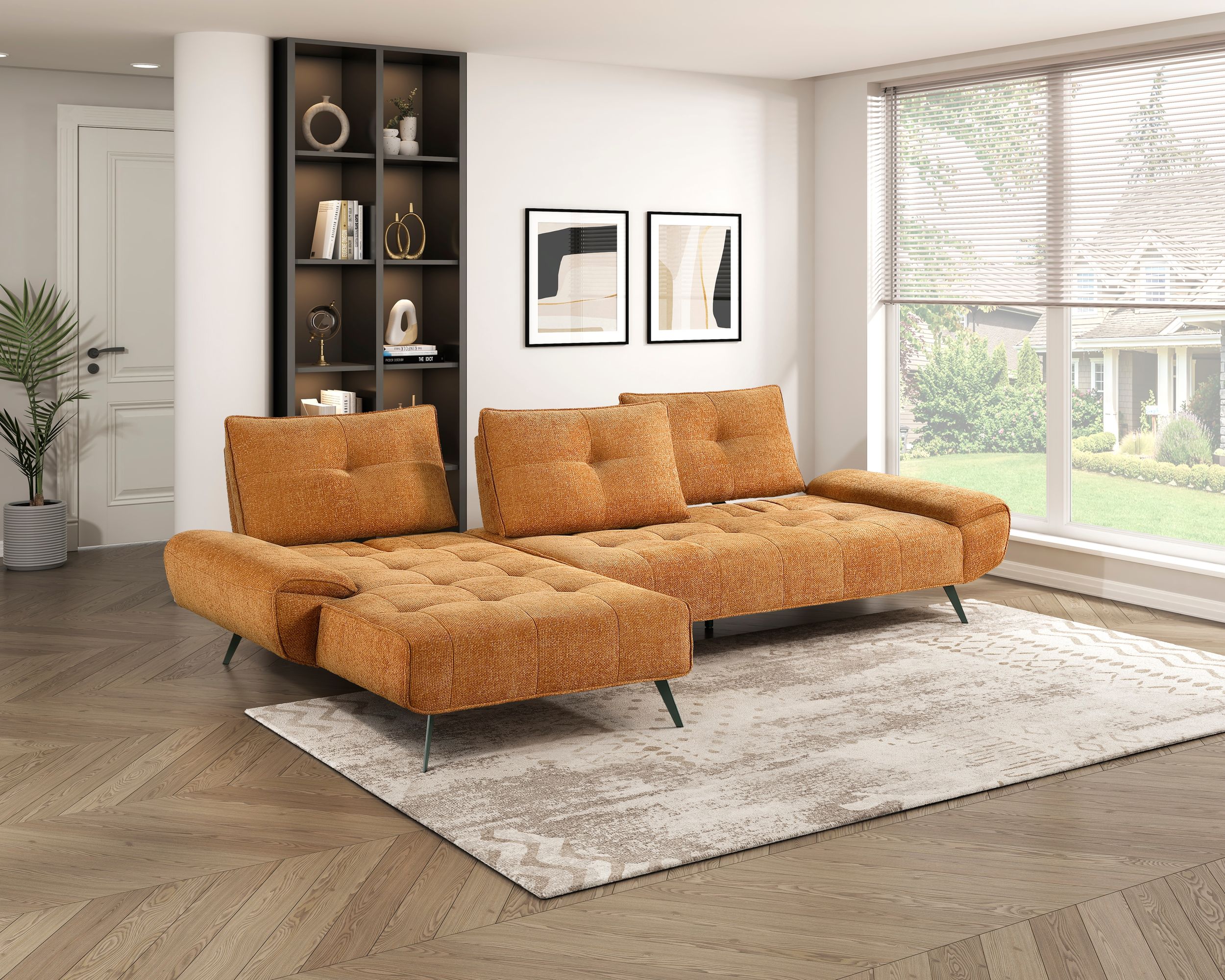Dominic Chenille 2‑Piece Sectional with Left Chaise & Dual‑Position Backs for Adjustable Seat Depth