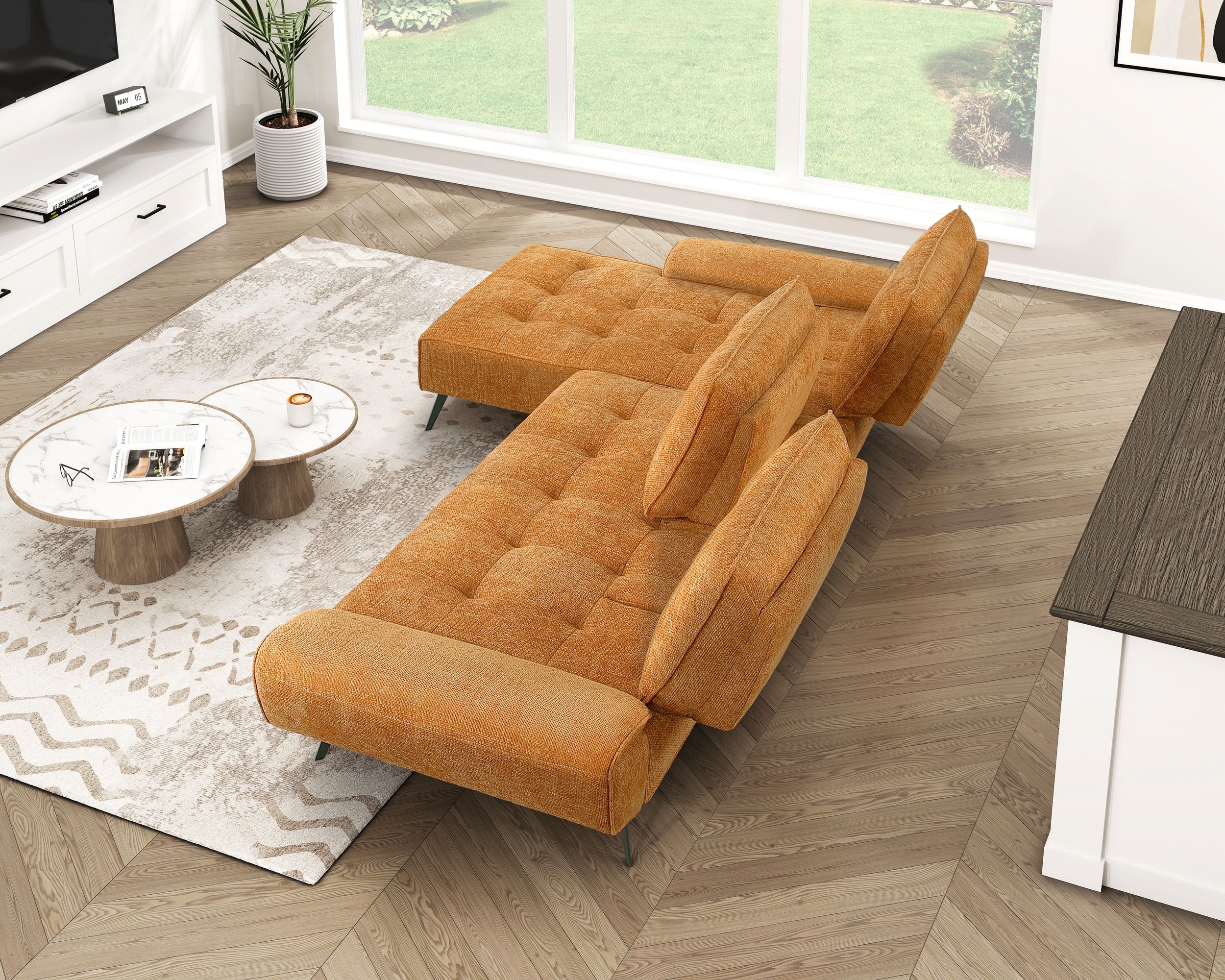 Dominic Chenille 2‑Piece Sectional with Left Chaise & Dual‑Position Backs for Adjustable Seat Depth