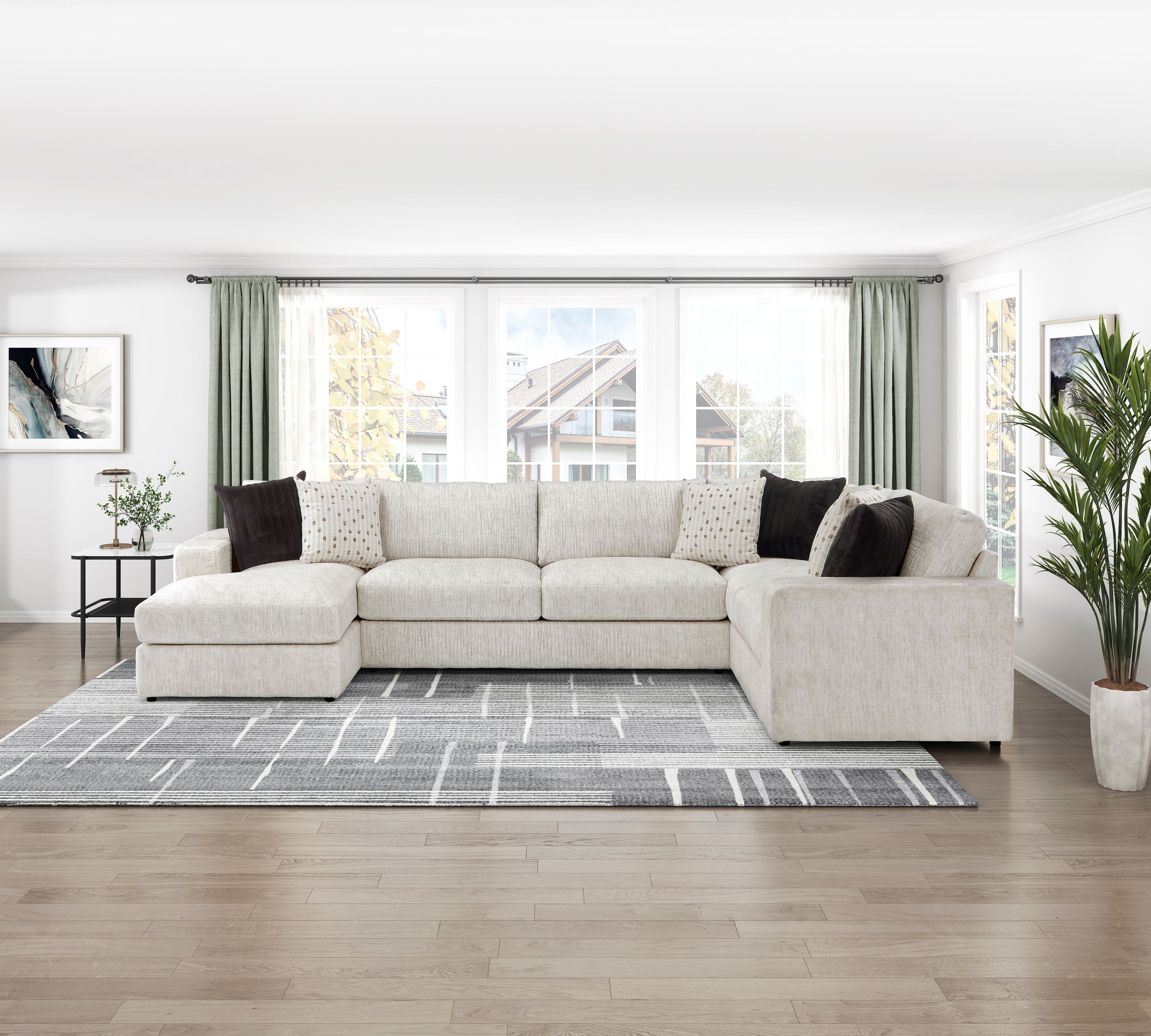 Solace U-Shaped Microfiber 3‑Piece Modular Sectional with Left Chaise