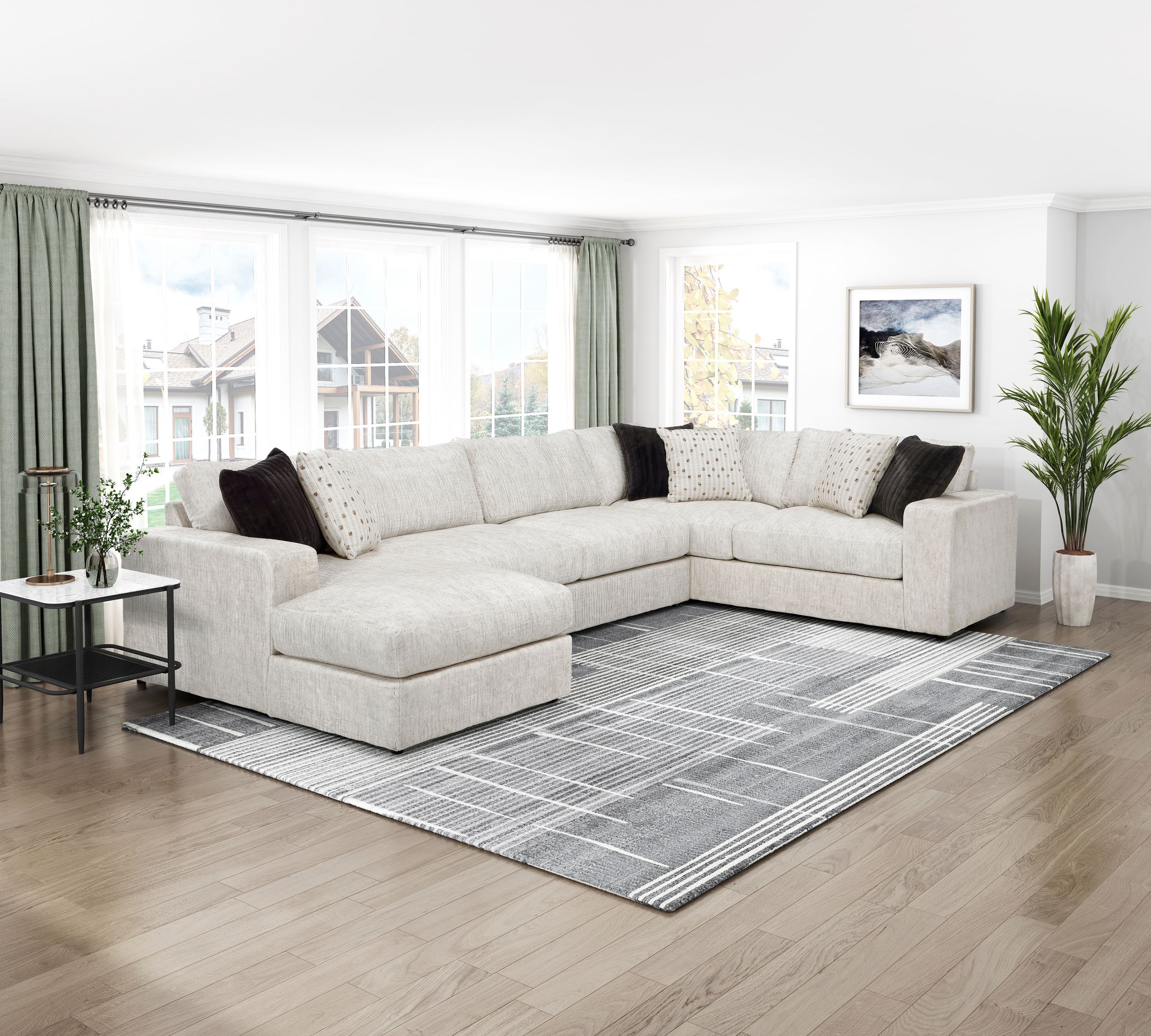Solace U-Shaped Microfiber 3‑Piece Modular Sectional with Right Chaise