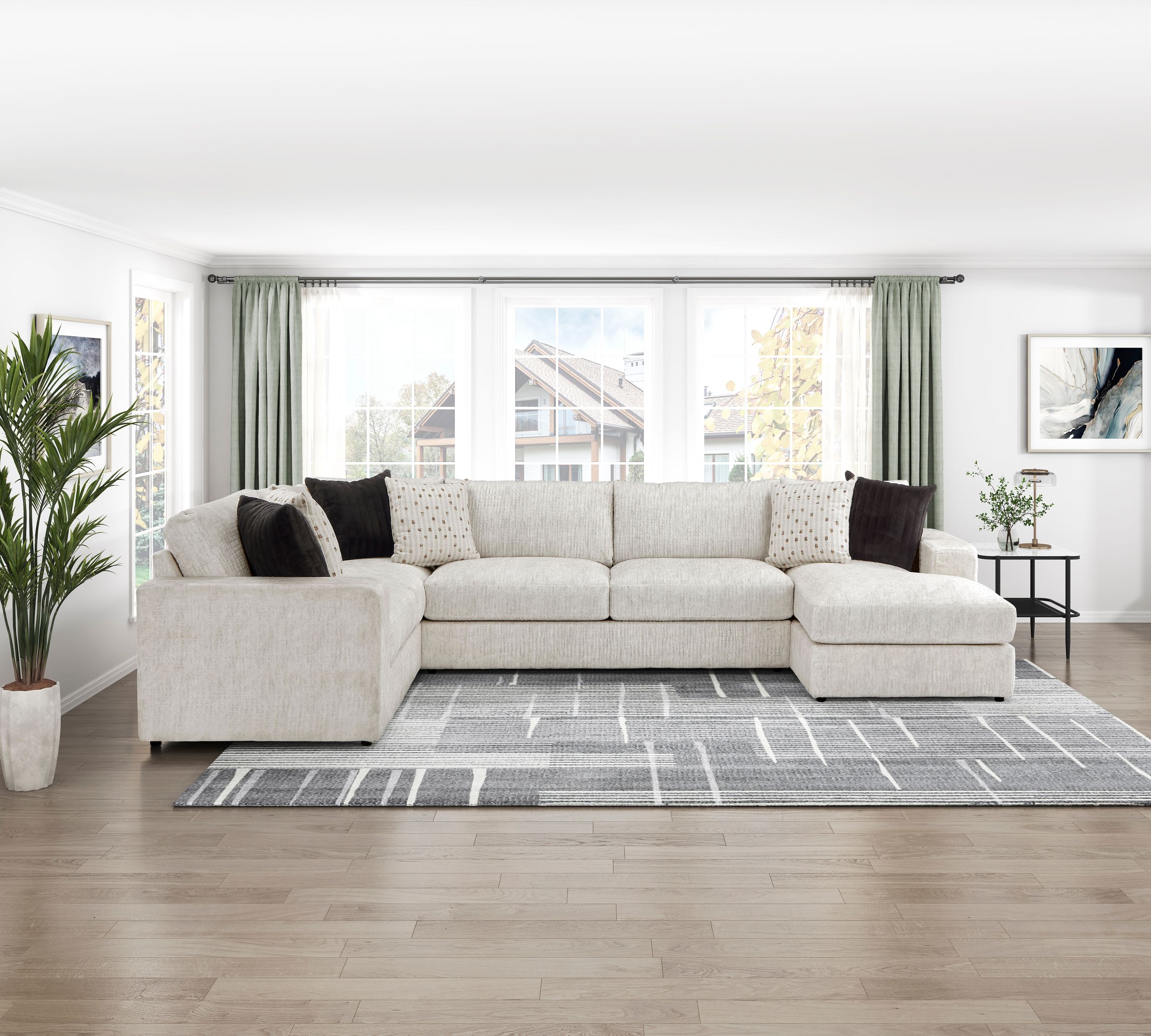 Solace U-Shaped Microfiber 3‑Piece Modular Sectional with Left Chaise