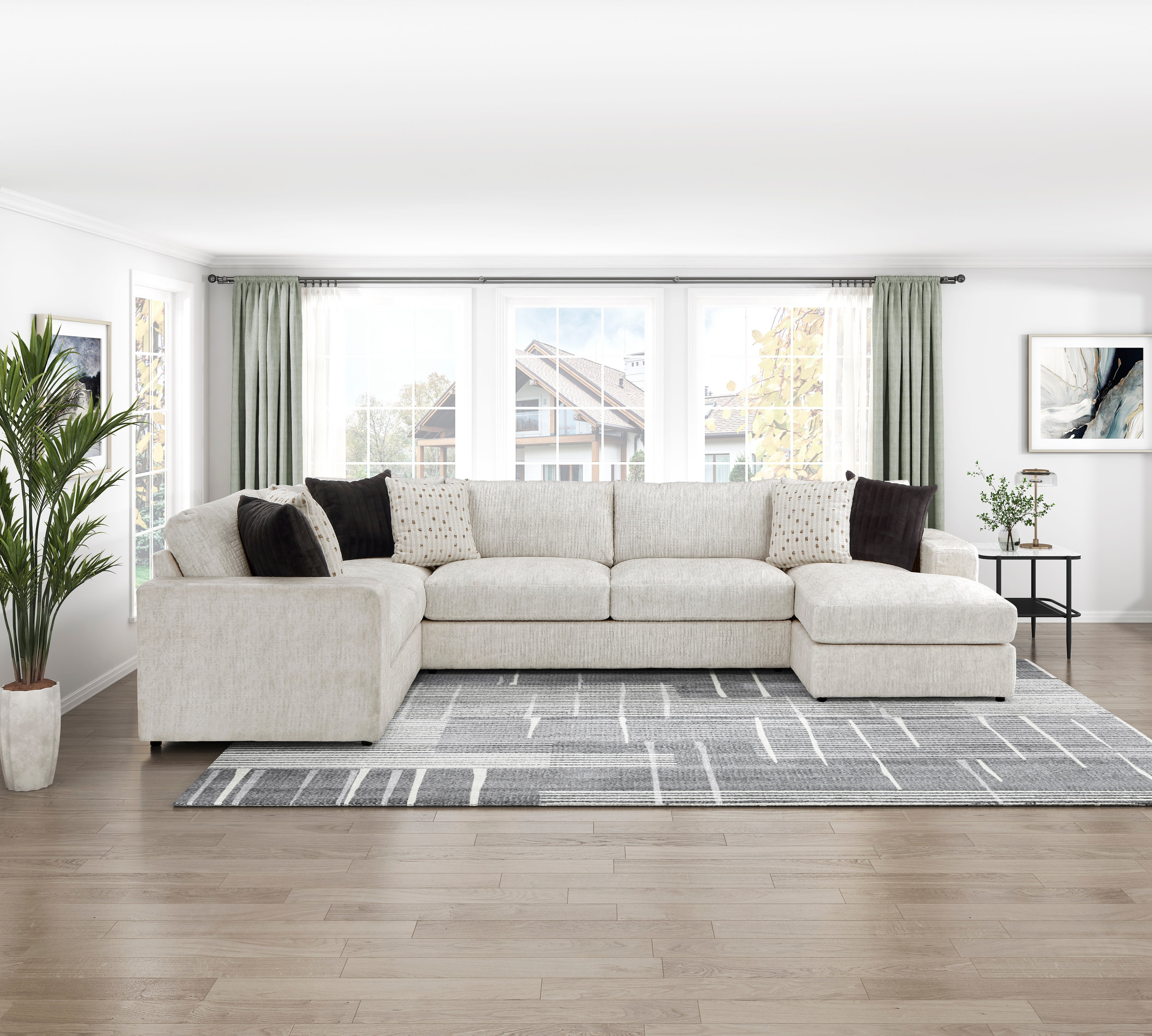 Solace U-Shaped Microfiber 3‑Piece Modular Sectional with Left Chaise