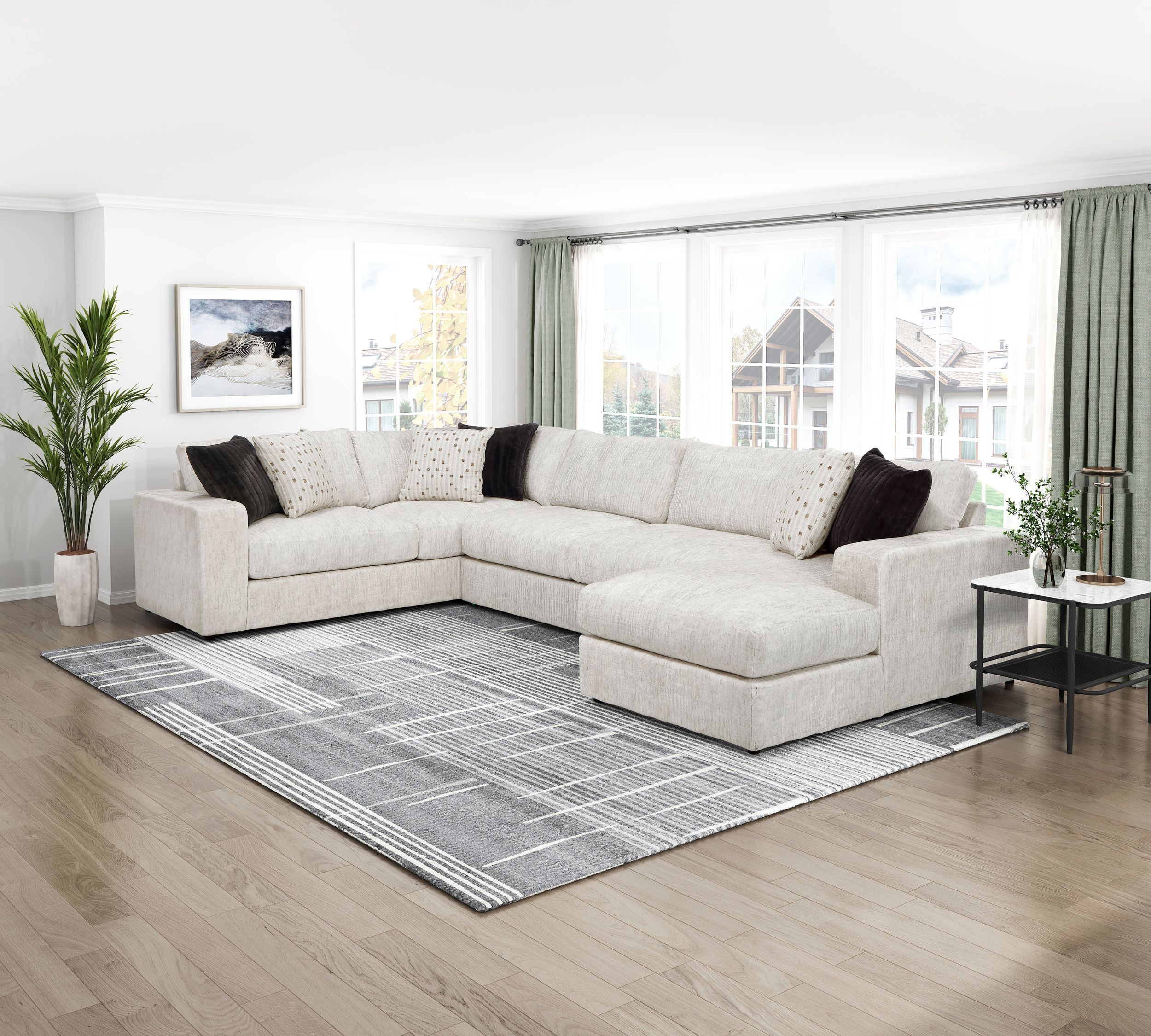Solace U-Shaped Microfiber 3‑Piece Modular Sectional with Left Chaise