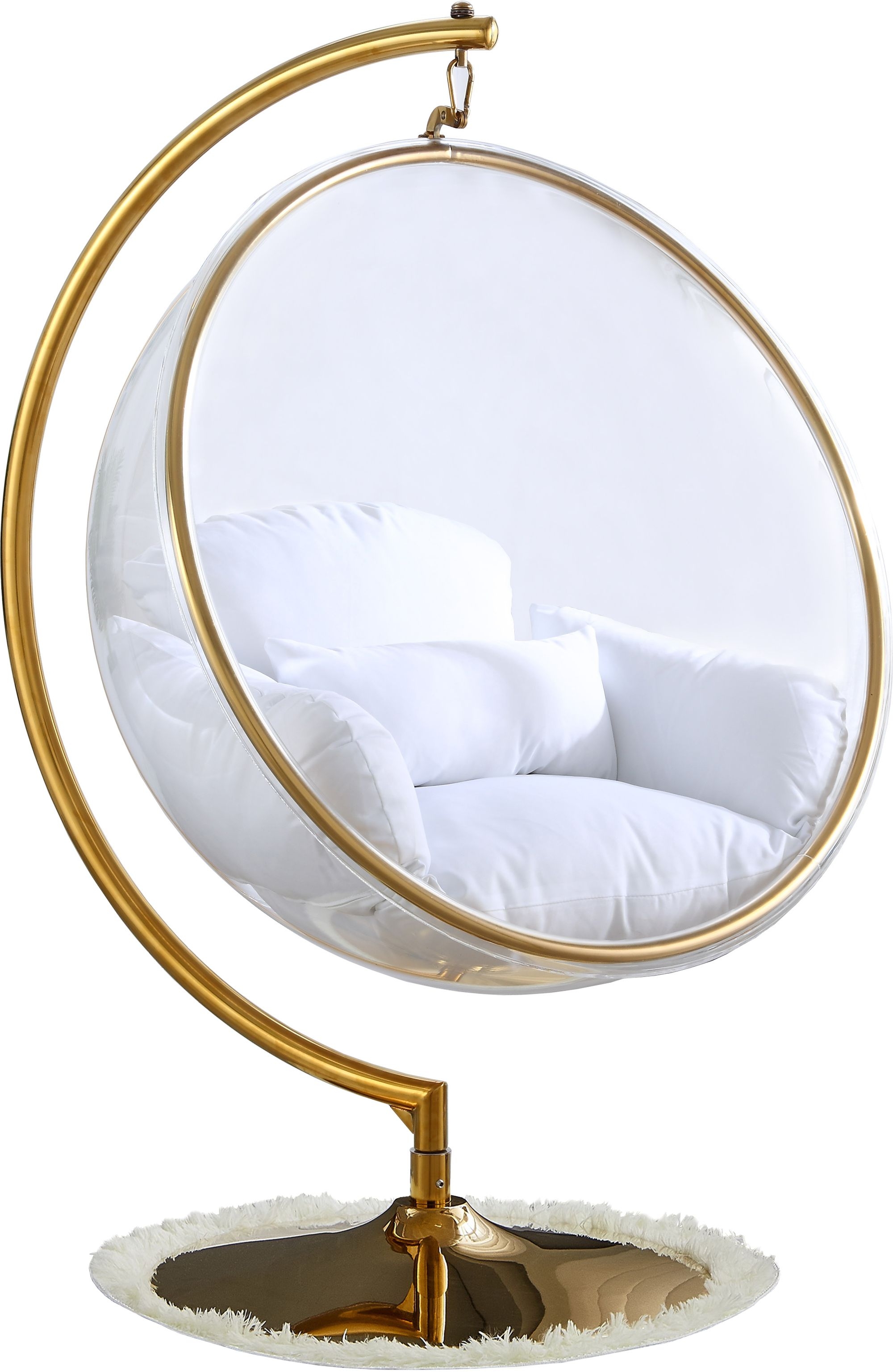 Luna Acrylic Swing Bubble Accent Chair with Metal Base