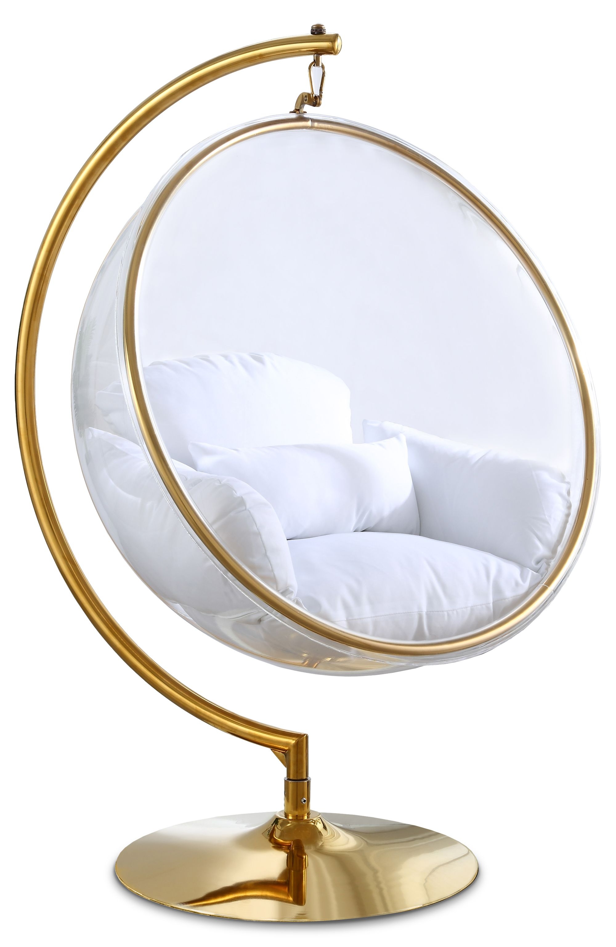 Luna Acrylic Swing Bubble Accent Chair with Metal Base