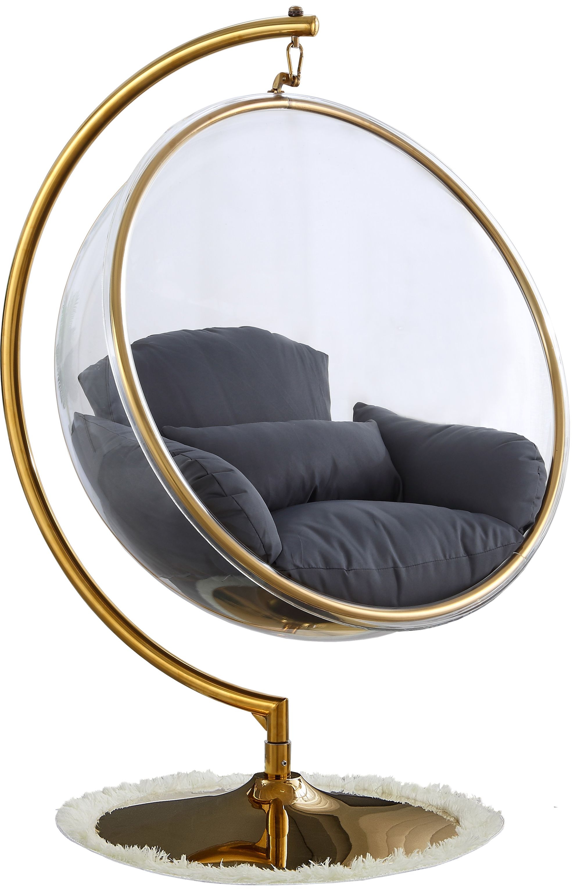 Luna Acrylic Swing Bubble Accent Chair with Metal Base