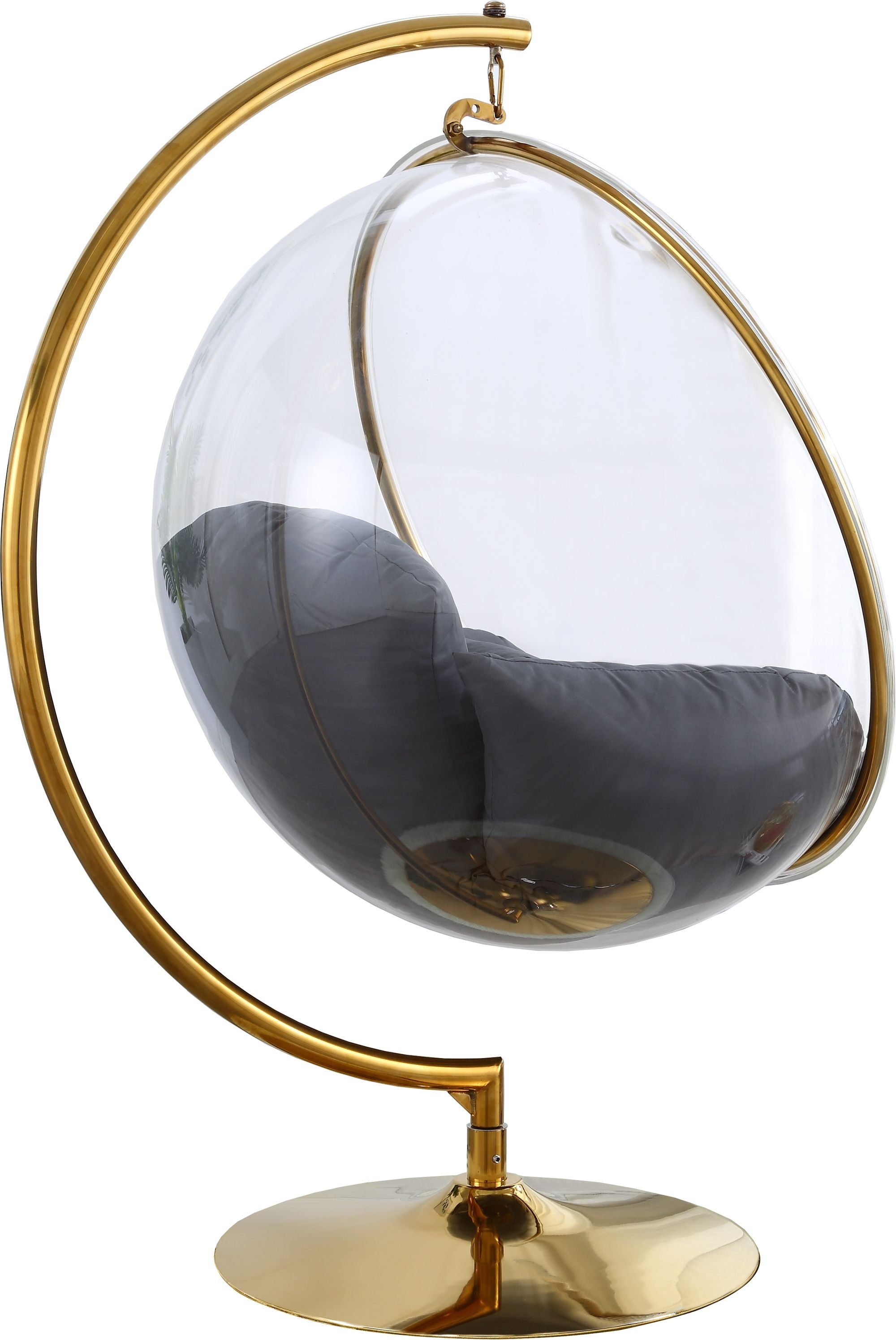 Luna Acrylic Swing Bubble Accent Chair with Metal Base