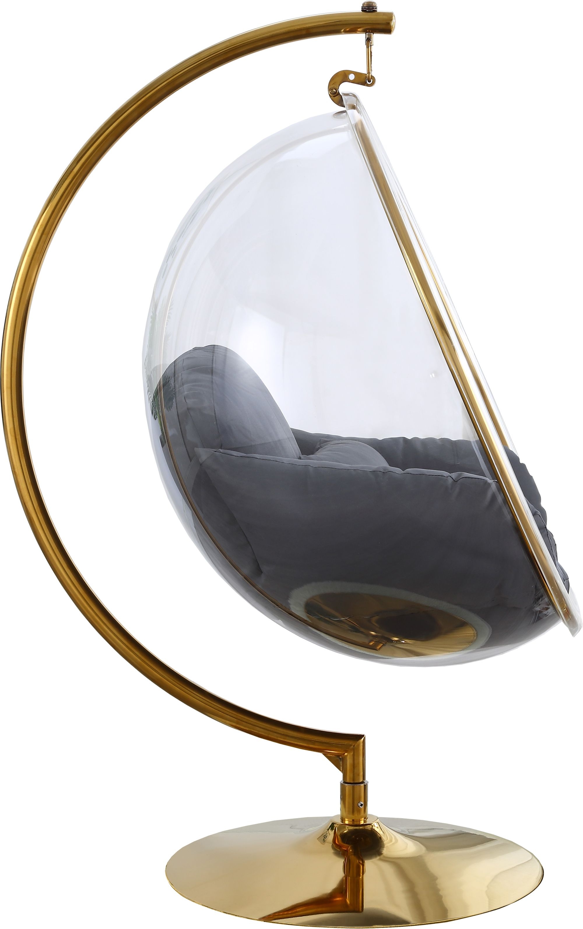 Luna Acrylic Swing Bubble Accent Chair with Metal Base