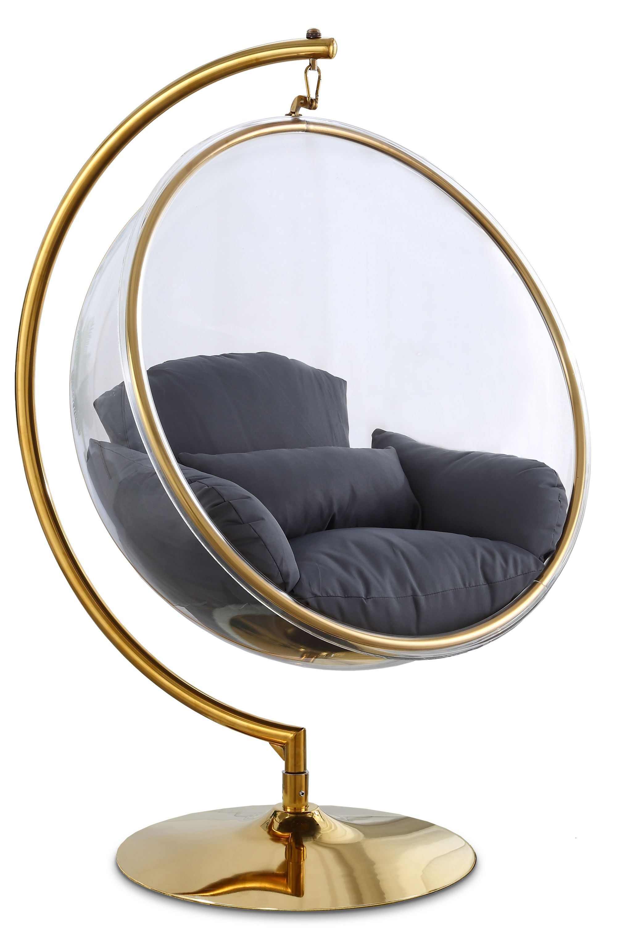 Luna Acrylic Swing Bubble Accent Chair with Metal Base