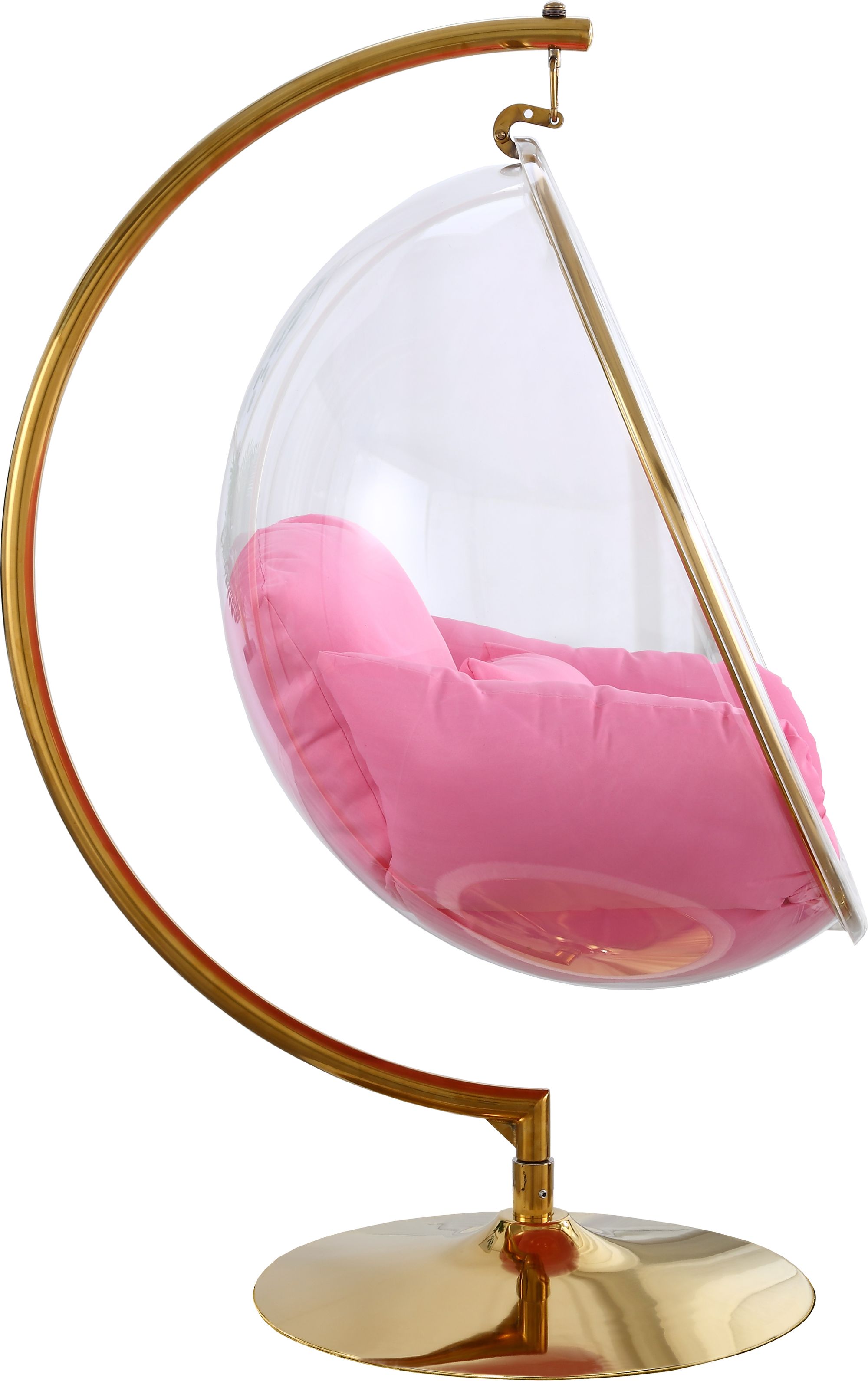 Luna Acrylic Swing Bubble Accent Chair with Gold Metal Base