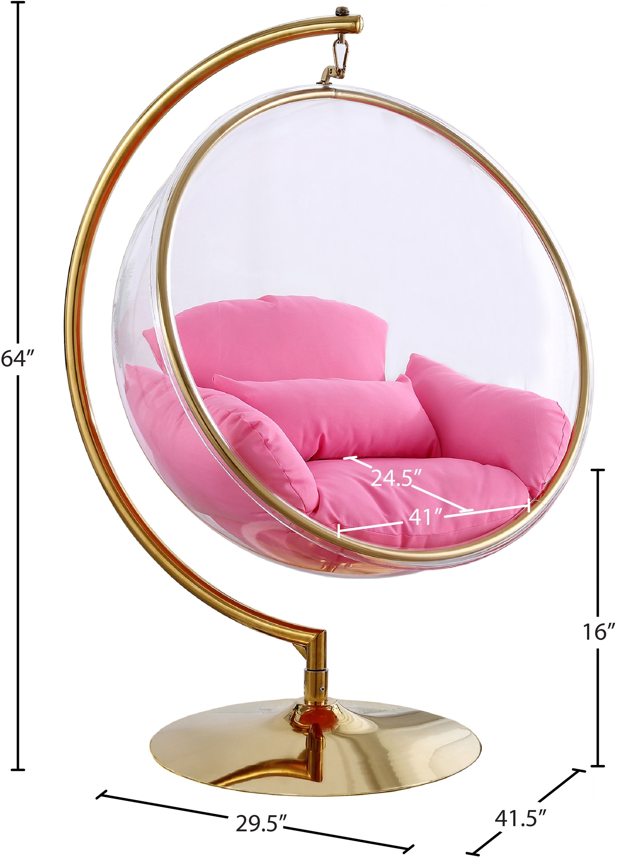 Luna Acrylic Swing Bubble Accent Chair with Metal Base