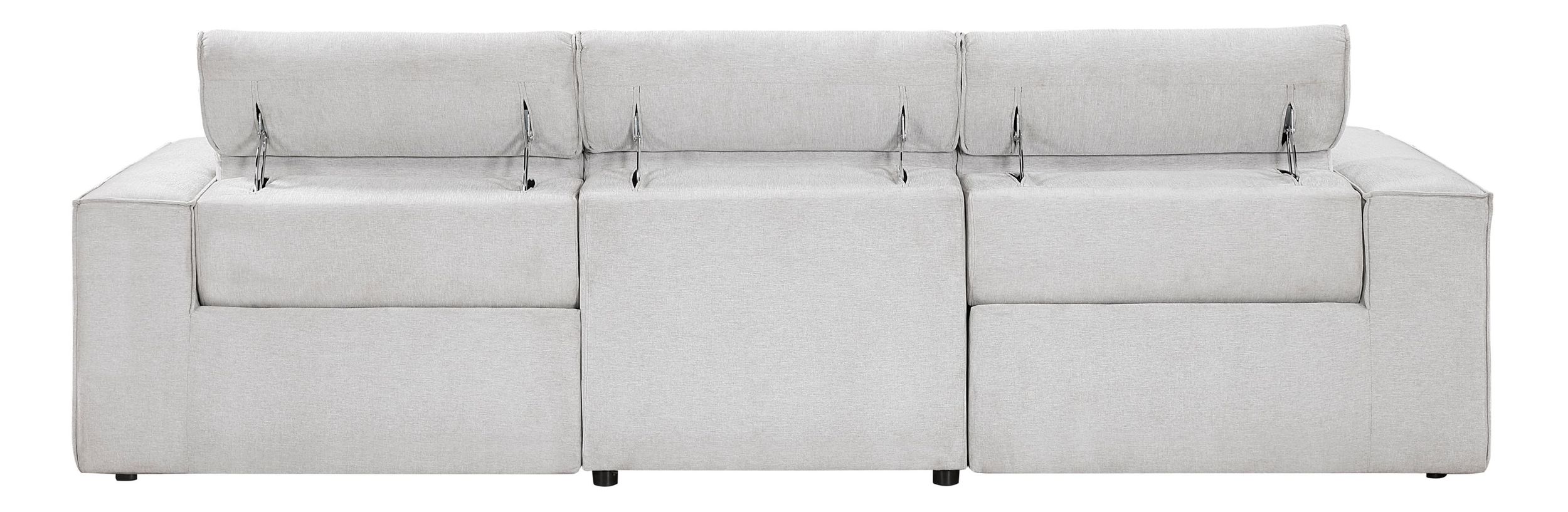 Phoebe Microfiber Power Double Reclining Modular Sofa with Power Headrests