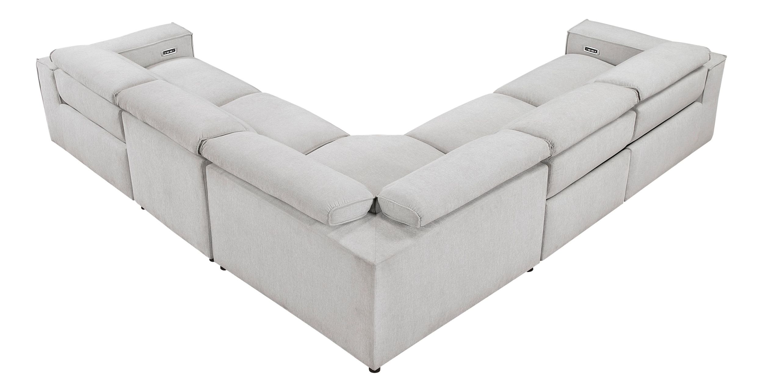 Phoebe L-Shaped Microfiber 5‑Piece Power Reclining Modular Sectional with Power Headrests